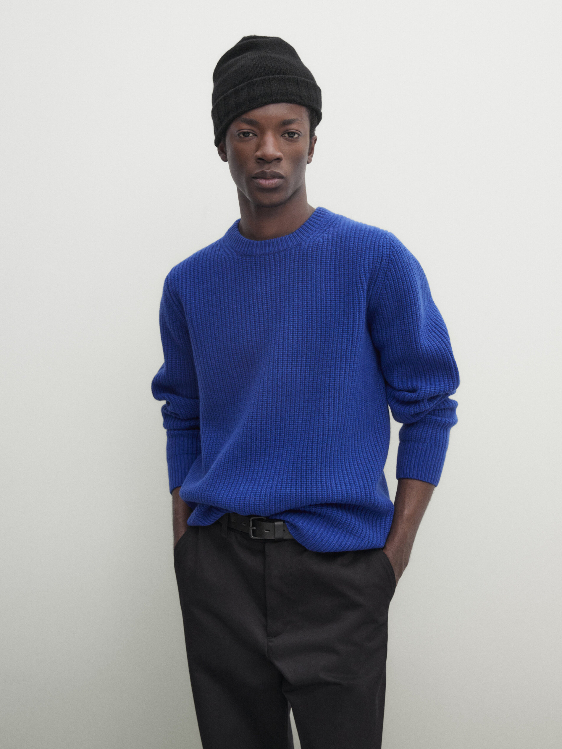 Wool blend crew neck sweater · Blue · Sweaters And Cardigans