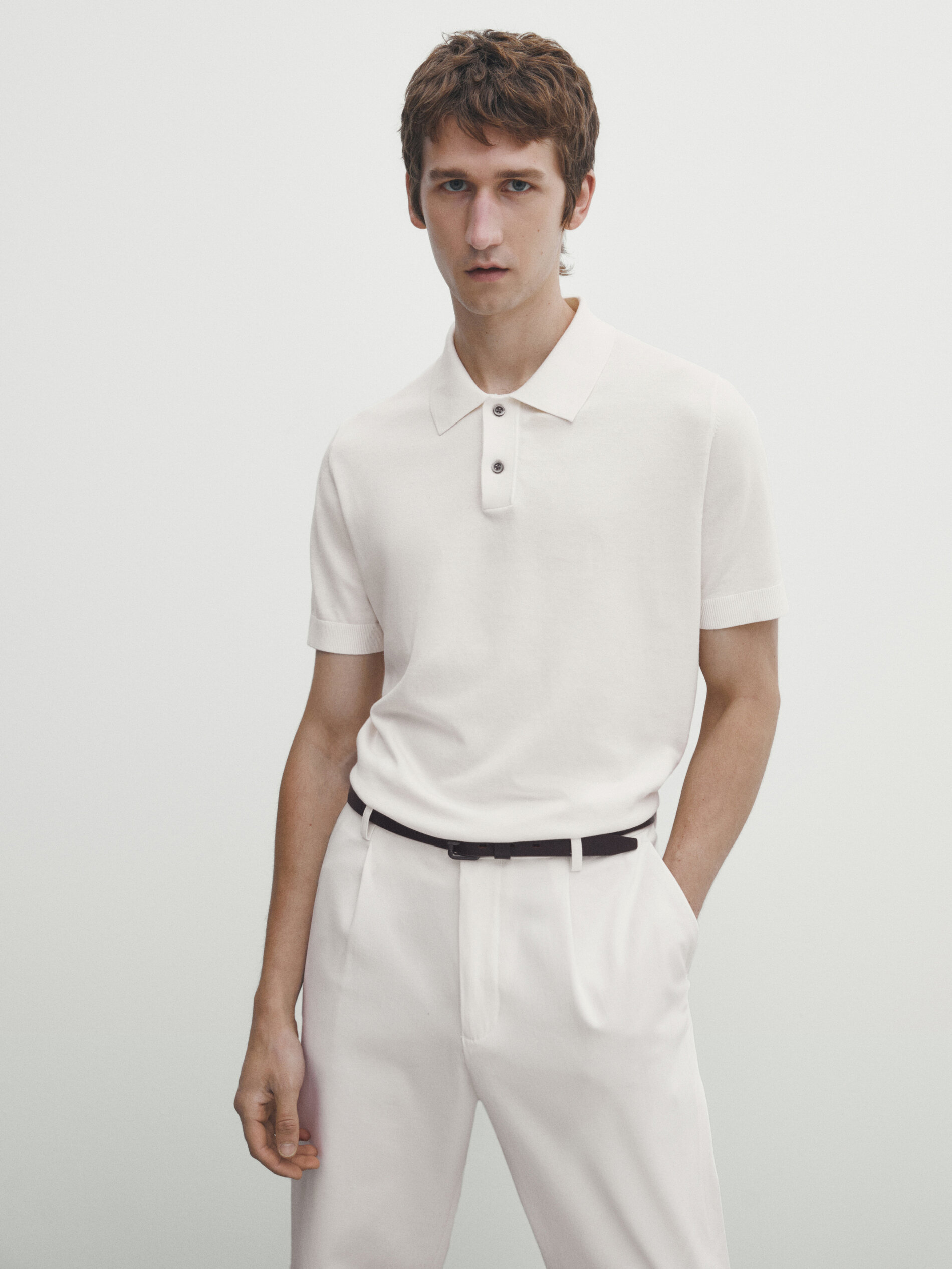 Short sleeve cotton polo sweater