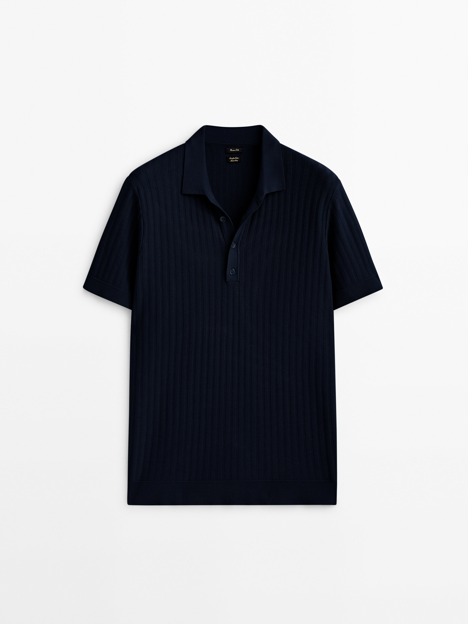 Vertical textured knit polo sweater