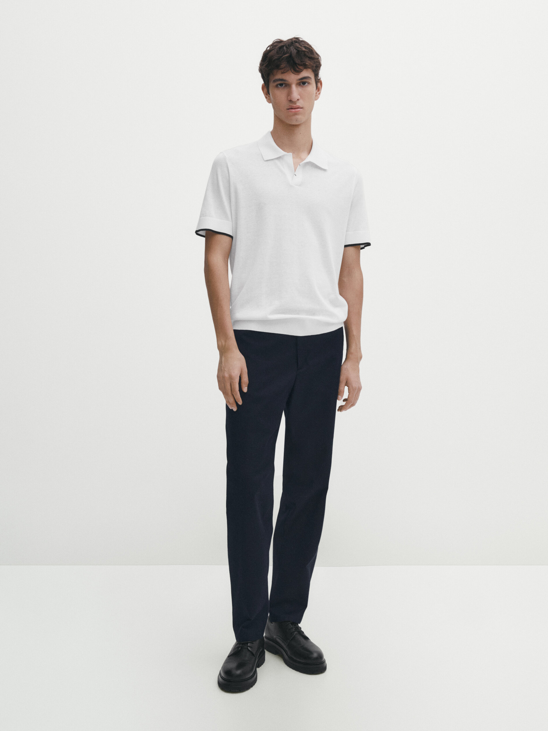 Contrast short sleeve polo sweater