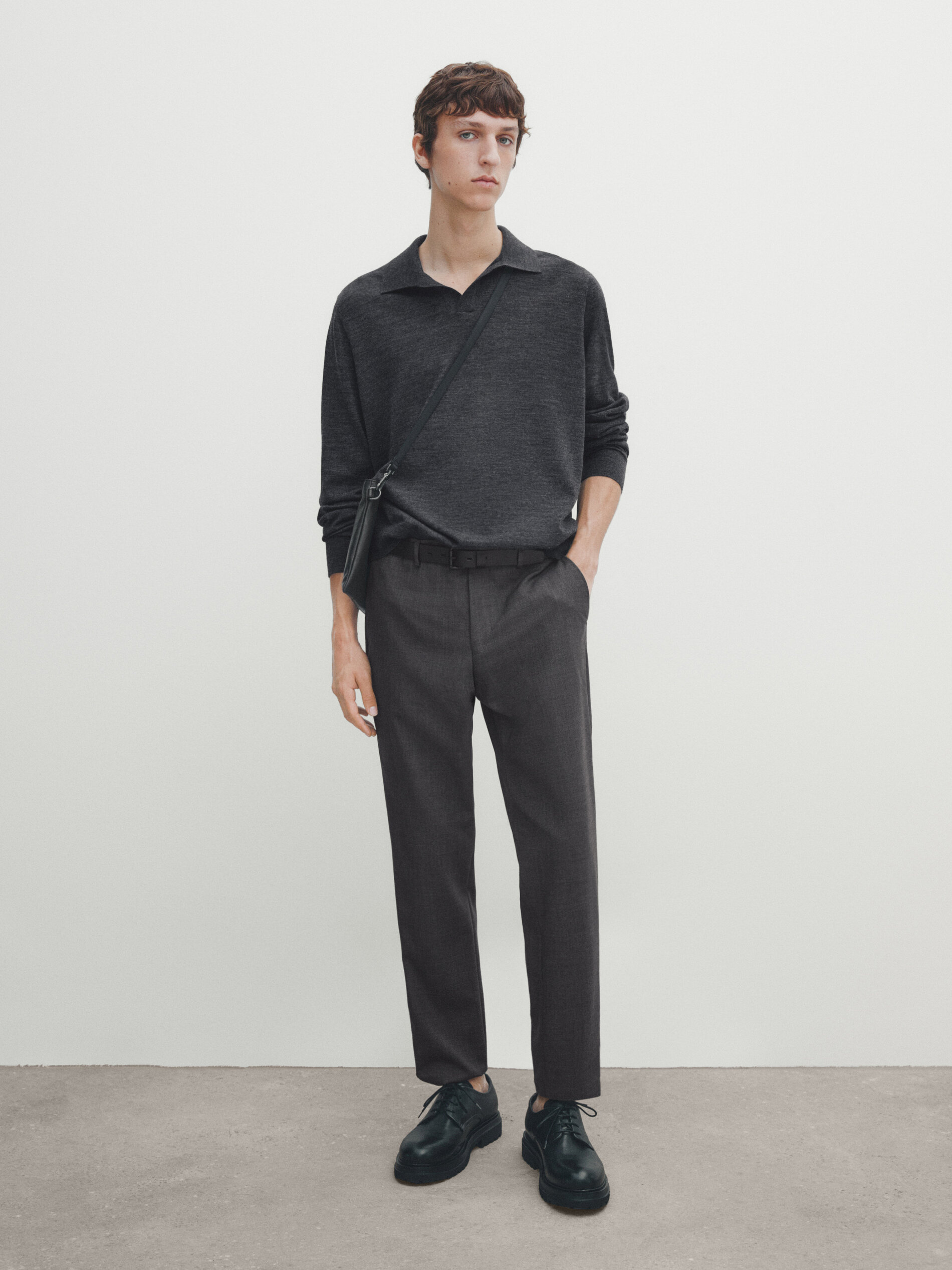 Polo sweater in 100 merino wool