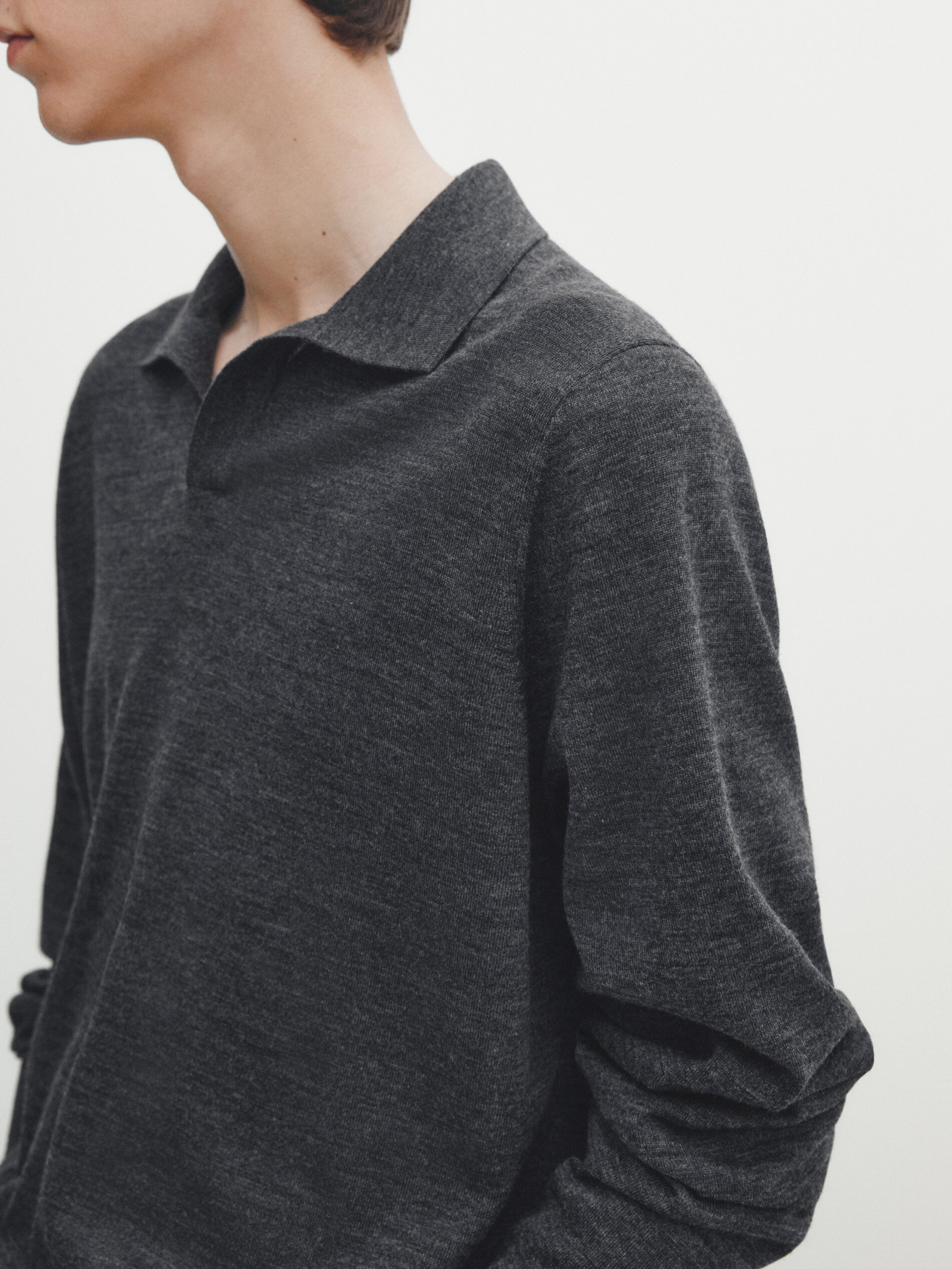 Mens merino wool cheap polo sweater