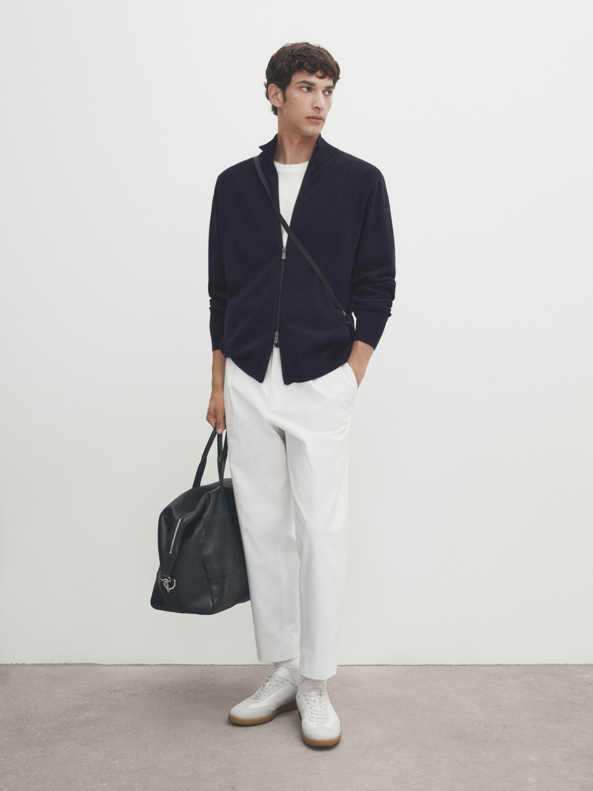 Milano knit cardigan with a mock neck and zip