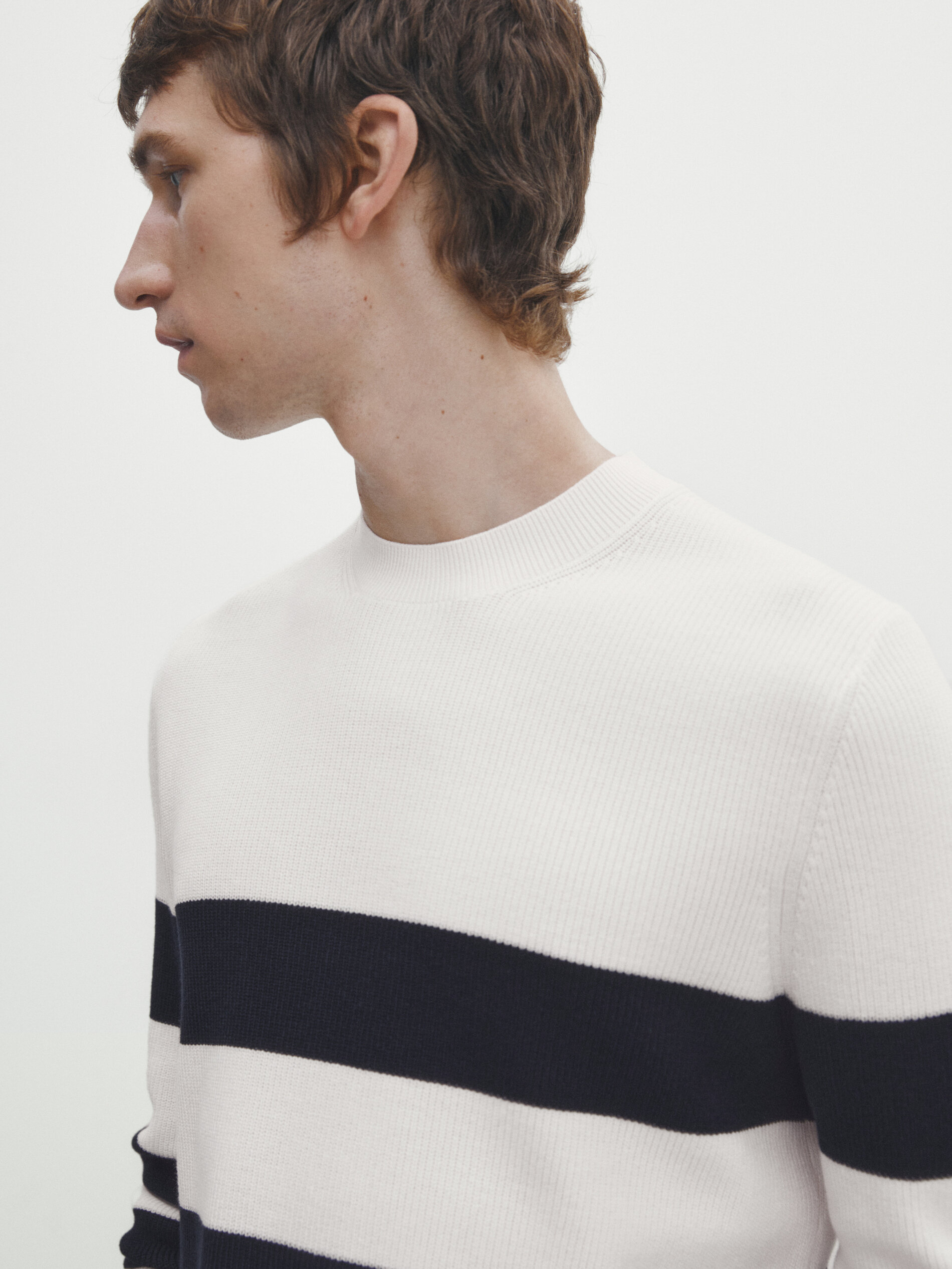 Striped crew neck sweater sales