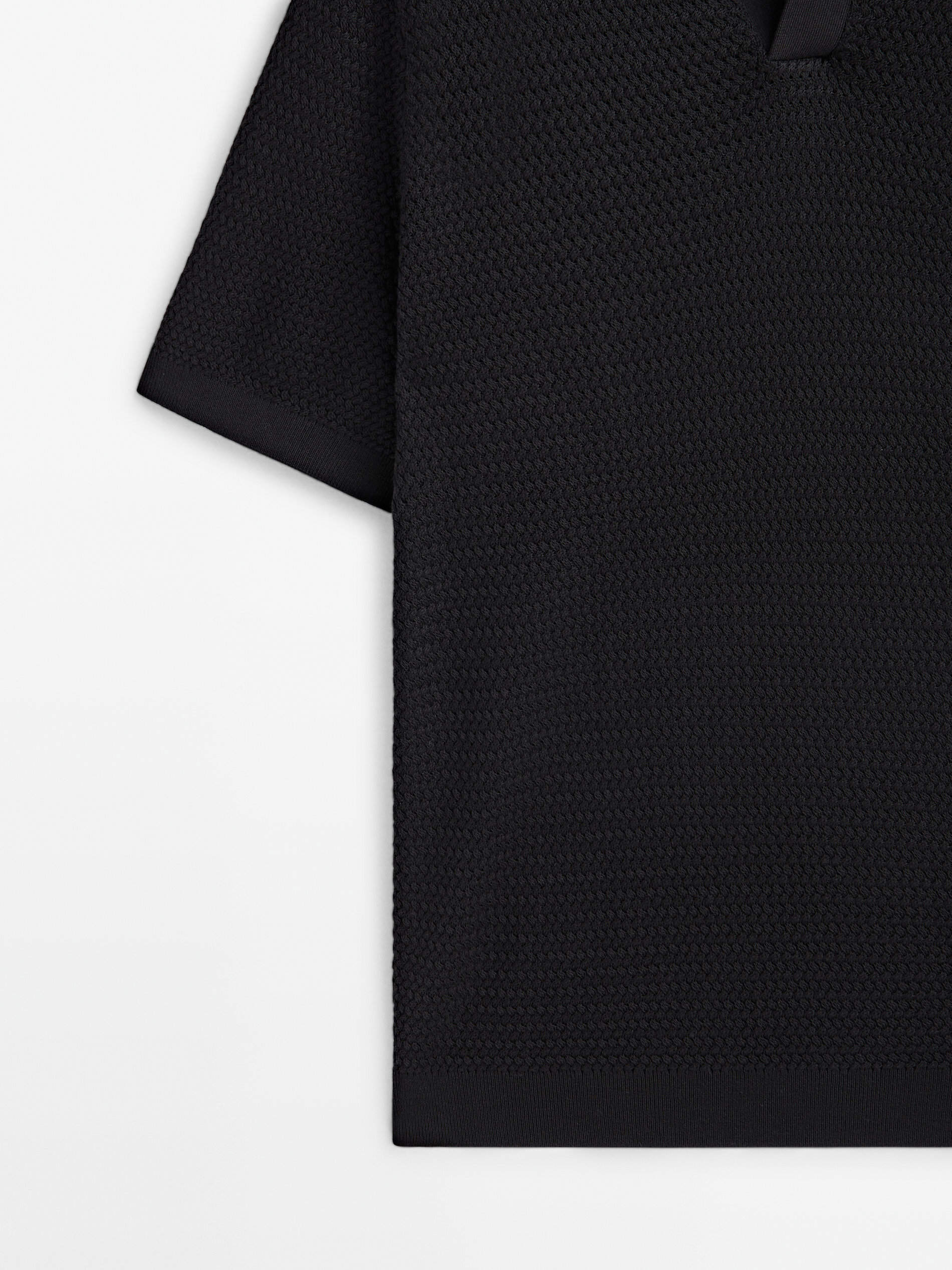Textured short sleeve polo sweater - Massimo Dutti