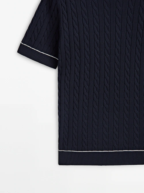 selvfølgelig cerebrum lække Sweater i kabelstrik med kontrast - Massimo Dutti