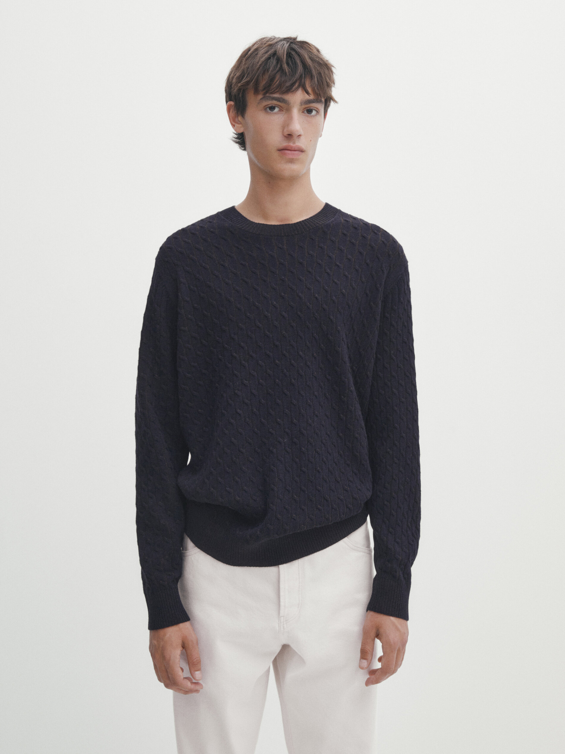 Massimo dutti cable knit sweater online