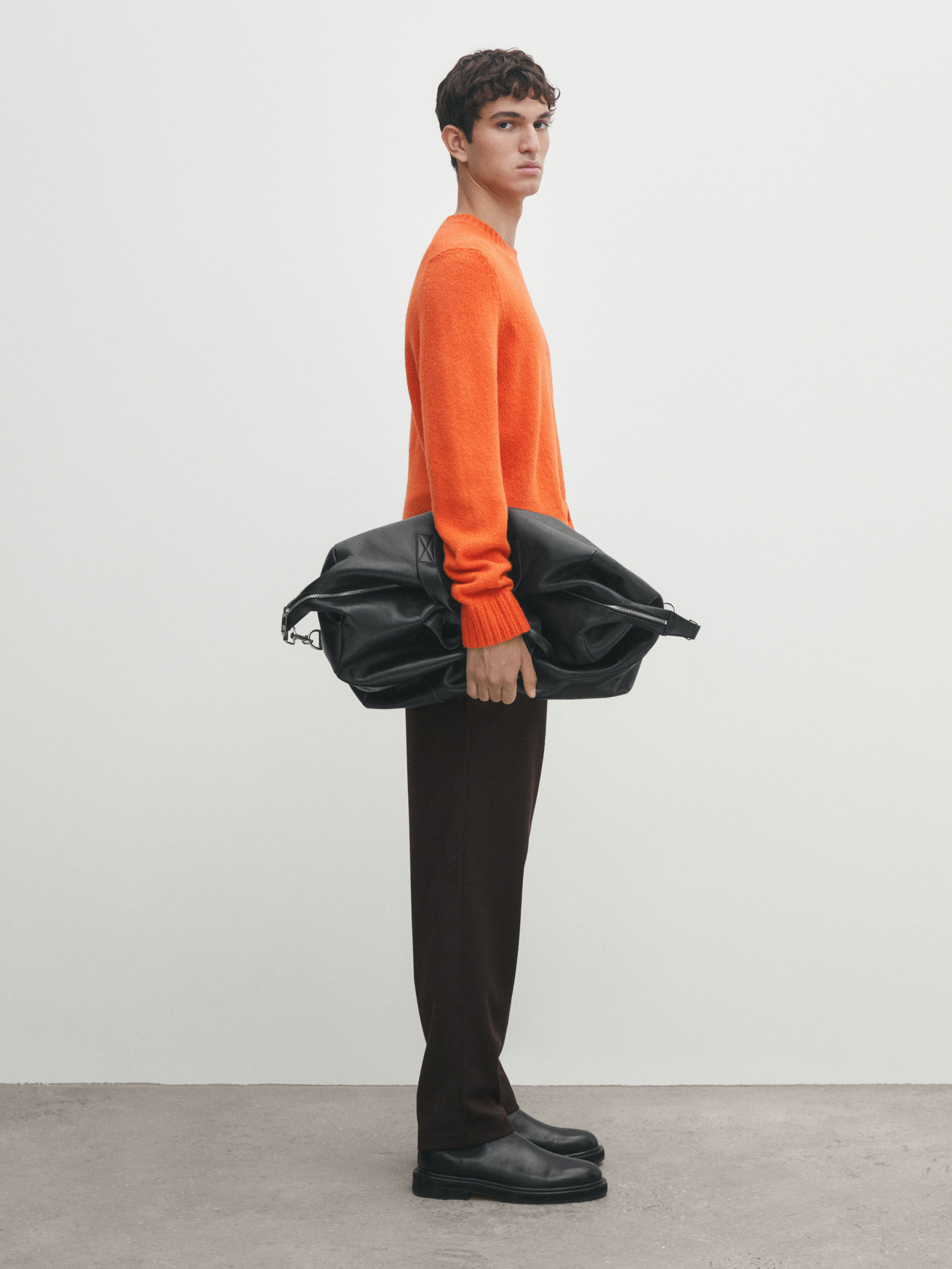 Pullover in maglia mini boucl con collo rotondo Arancione
