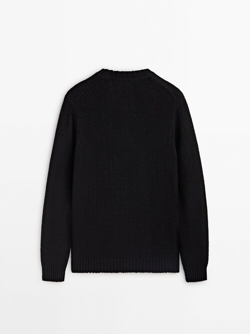 Und Wollgemisch mit Aufgerauter Pullover | Schwarz Cardigans Zopfmuster Dutti · Massimo Strickpullover · aus