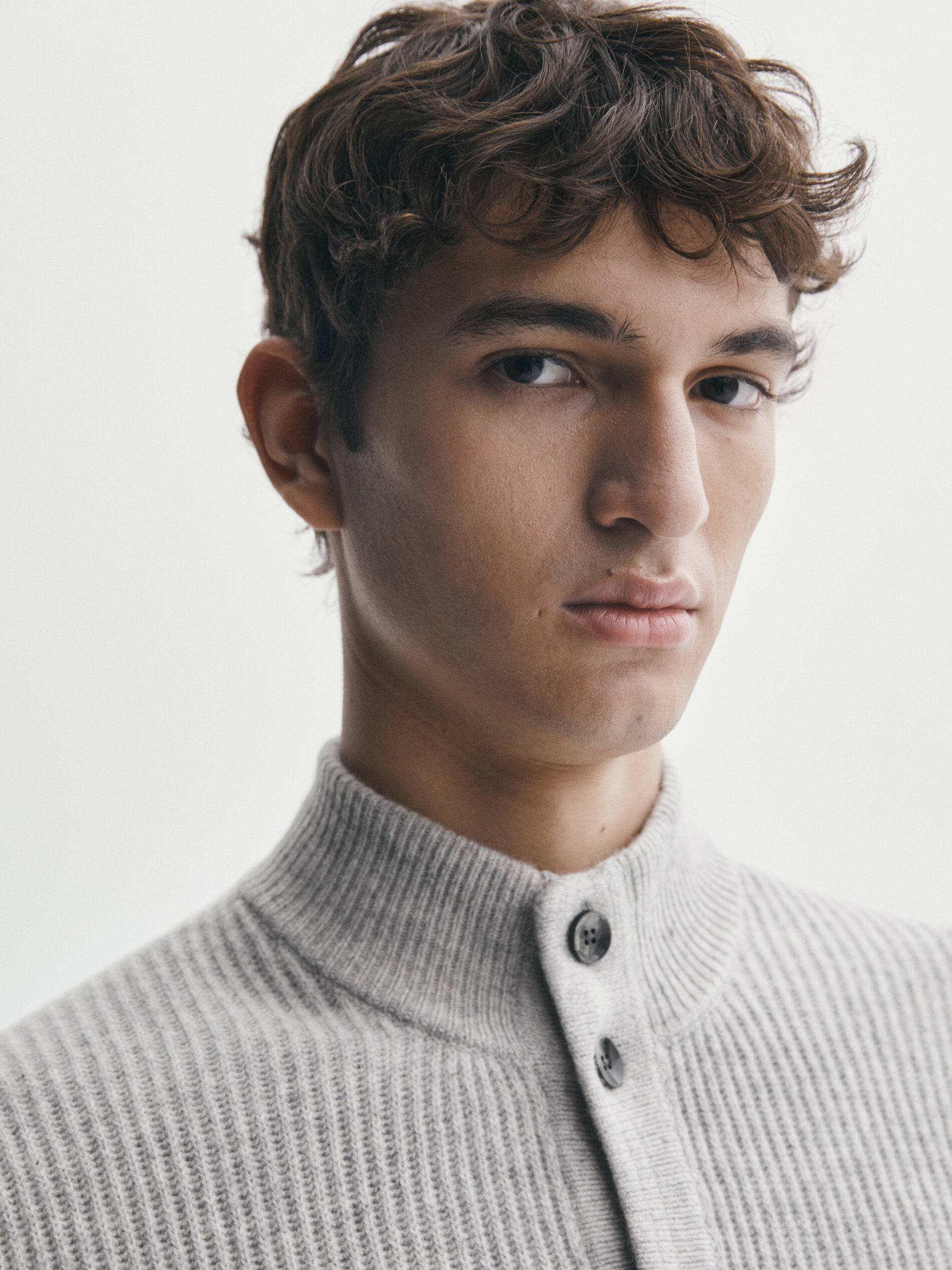 Button up mock turtleneck knit cardigan