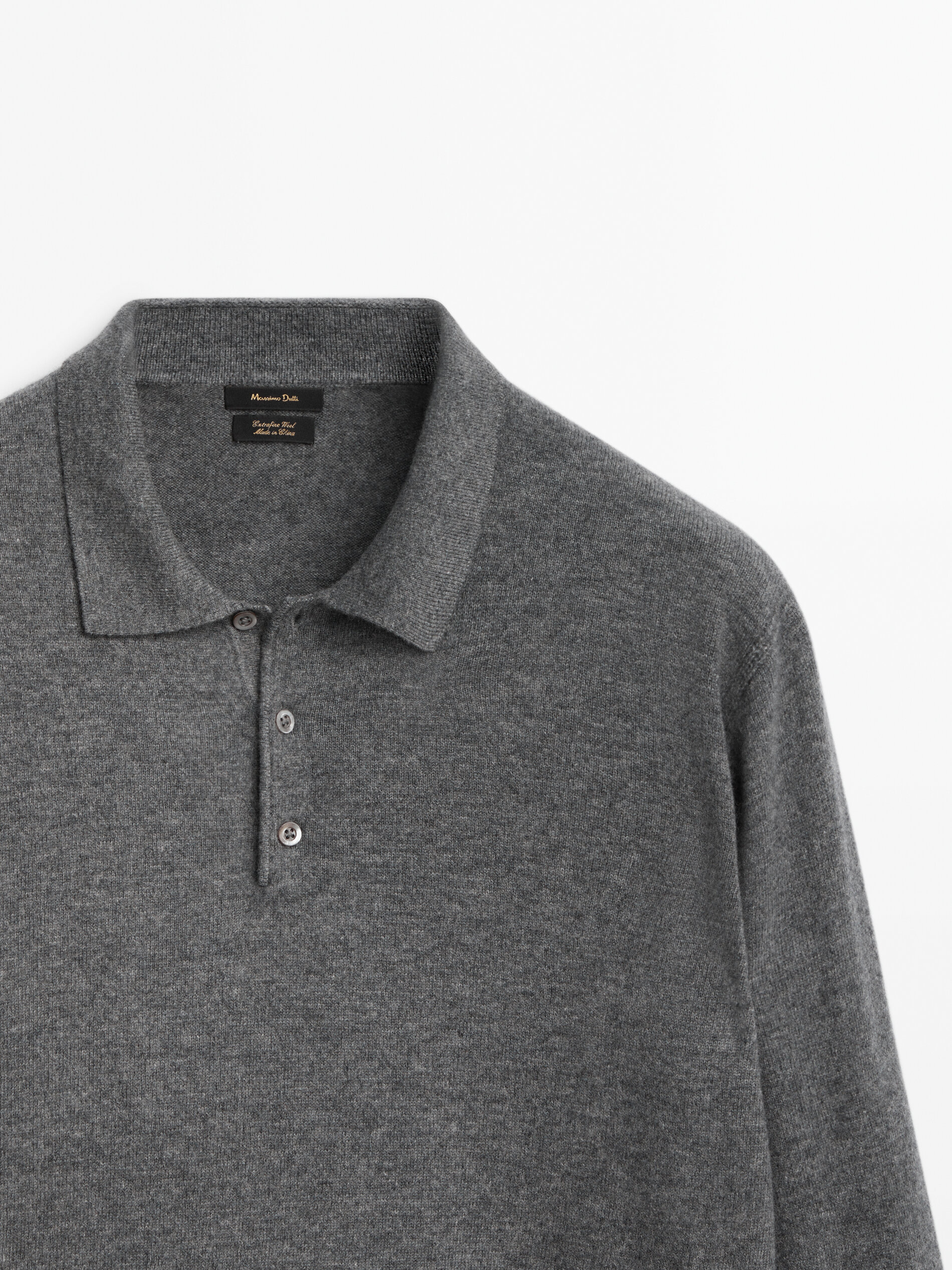 Wool and cashmere blend knit polo sweater - Massimo Dutti