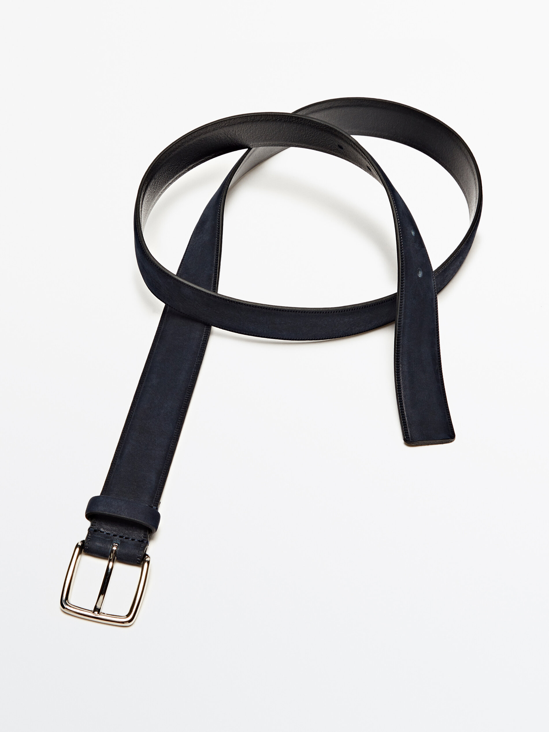 Ceinture cuir nubuck Bleu Marine Brun Vigor Accessoires