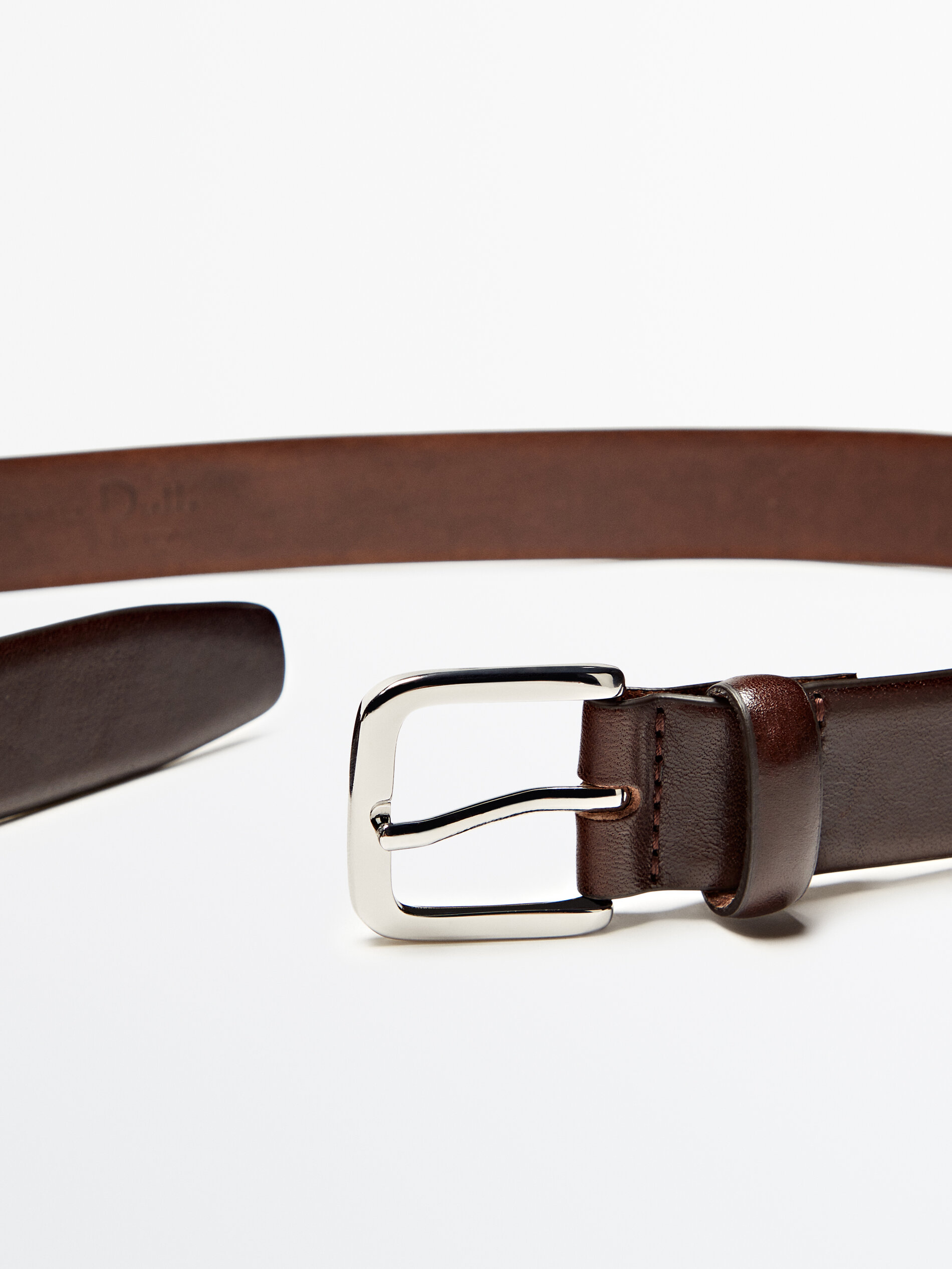 Leather belt Brown Black Accessories Massimo Dutti