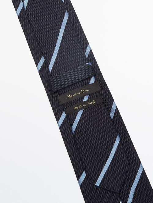 section Swiss Intolerable Cravată în dungi cu bumbac și mătase - Massimo Dutti