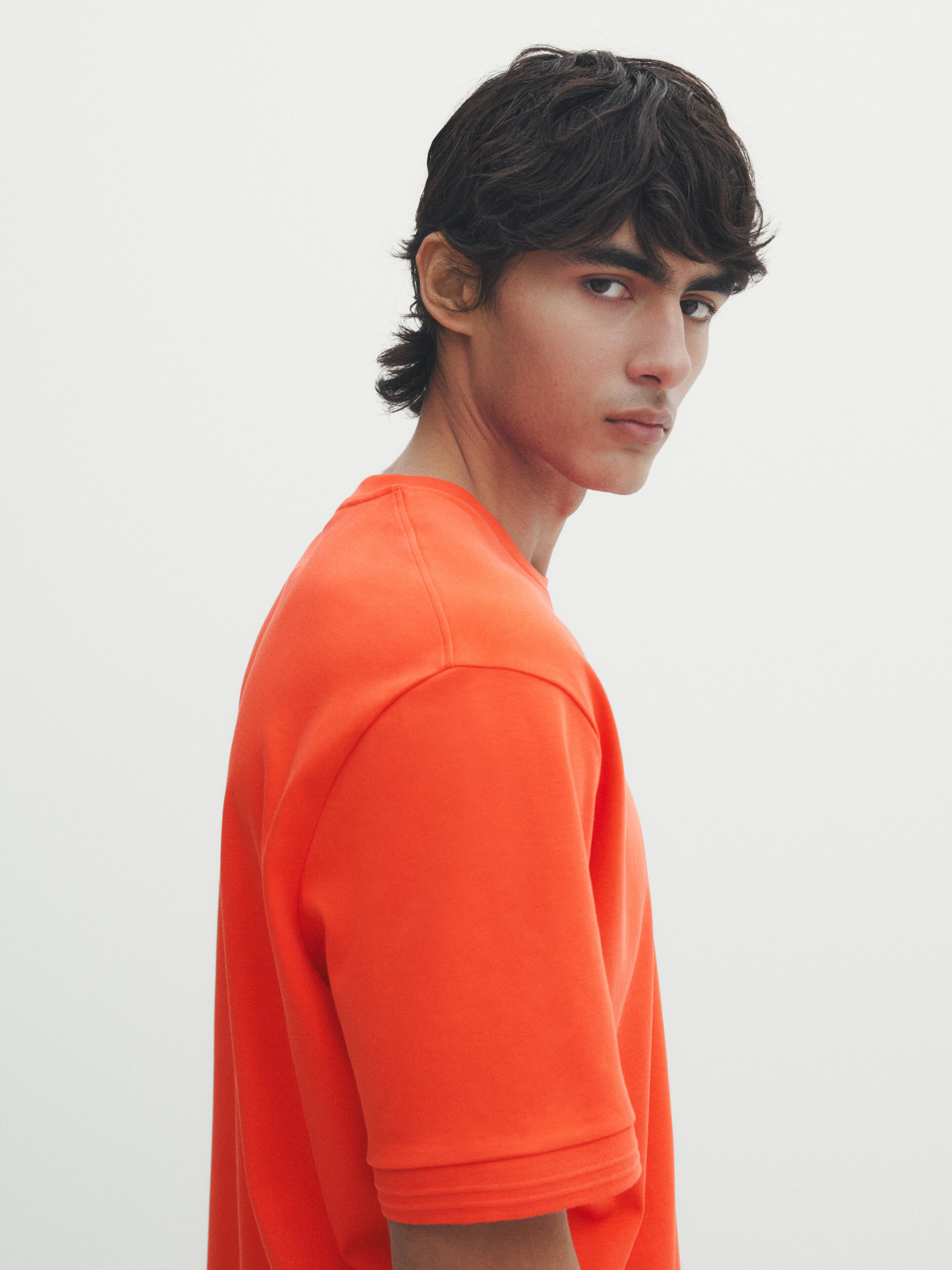 Cotton T shirt with sleeve detail Pale Geranium Ice Black T