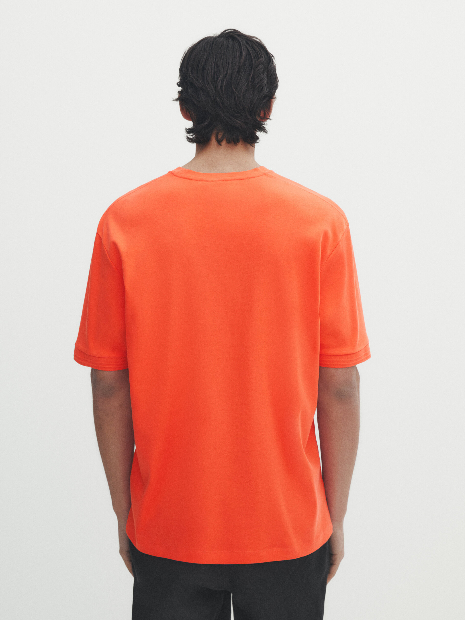 Cotton T shirt with sleeve detail