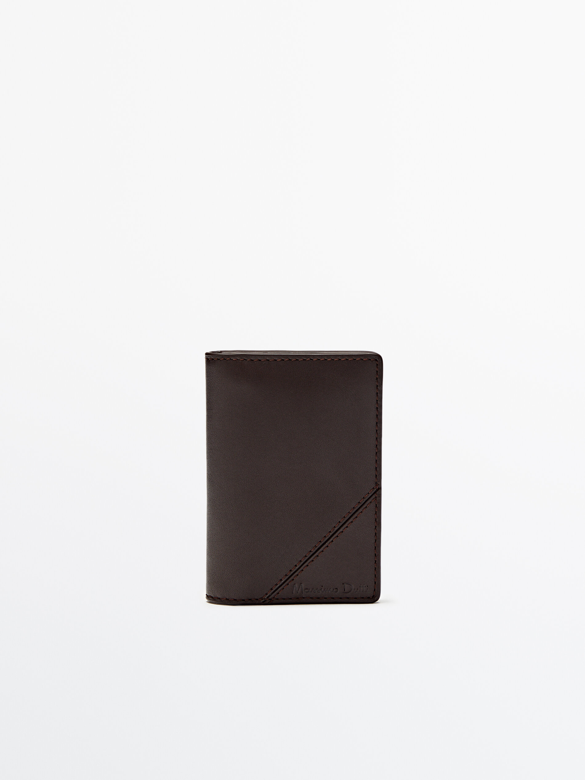 Cartera piel vertical Marr n Negro Accesorios Massimo Dutti