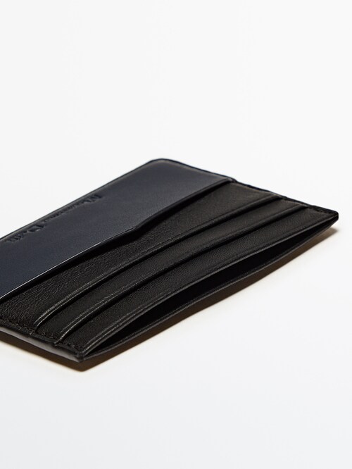 Brawl probleem Clip vlinder Contrast leather card holder - Massimo Dutti