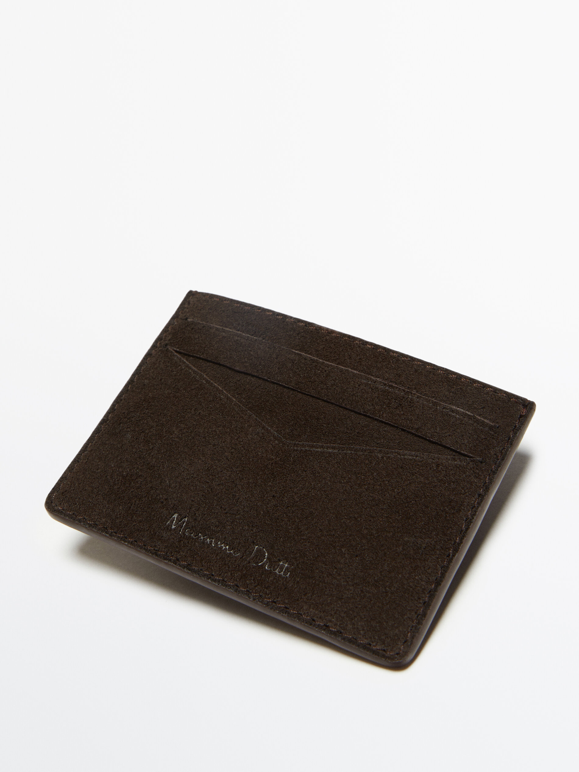 Suede leather card holder