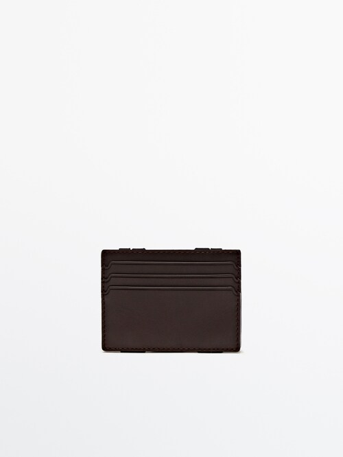 MASSSIMO DUTTI Double card holder in two-tone brown and…