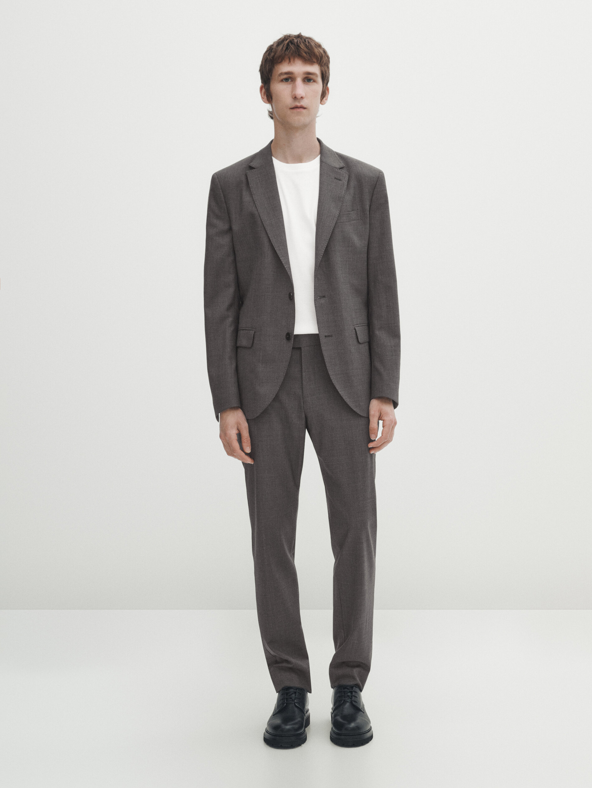 Grey bi stretch wool suit blazer