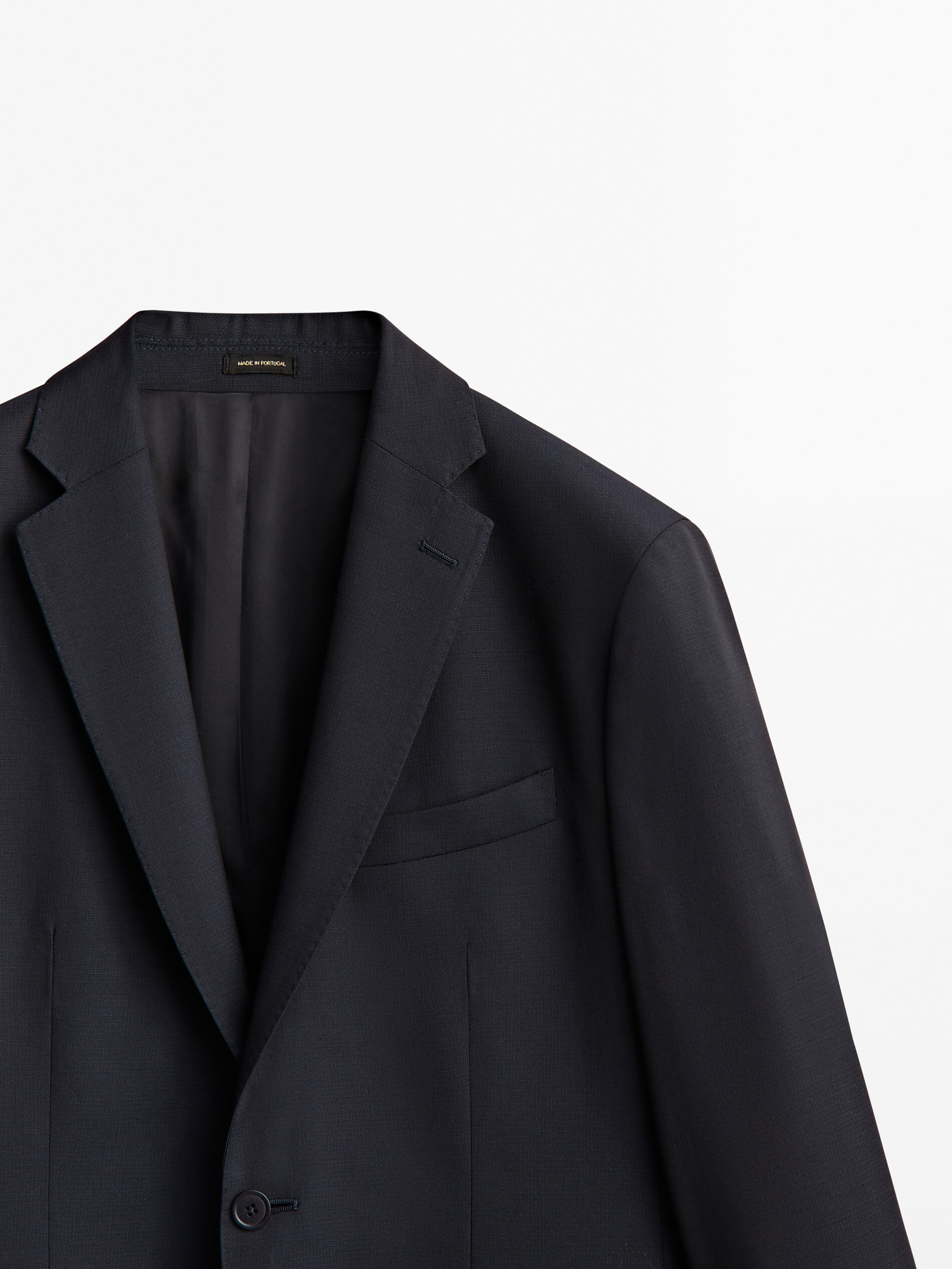 Blue check texture wool suit blazer Navy Blue Dressy Massimo