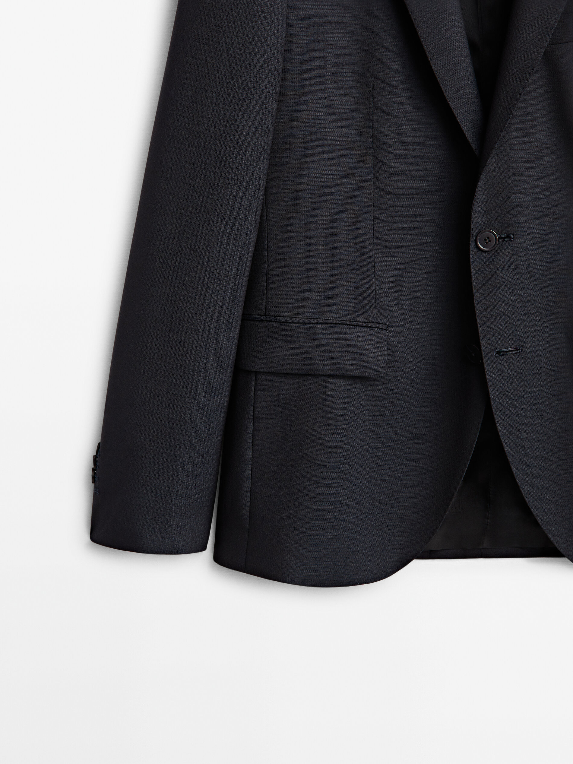 Blue check texture wool suit blazer