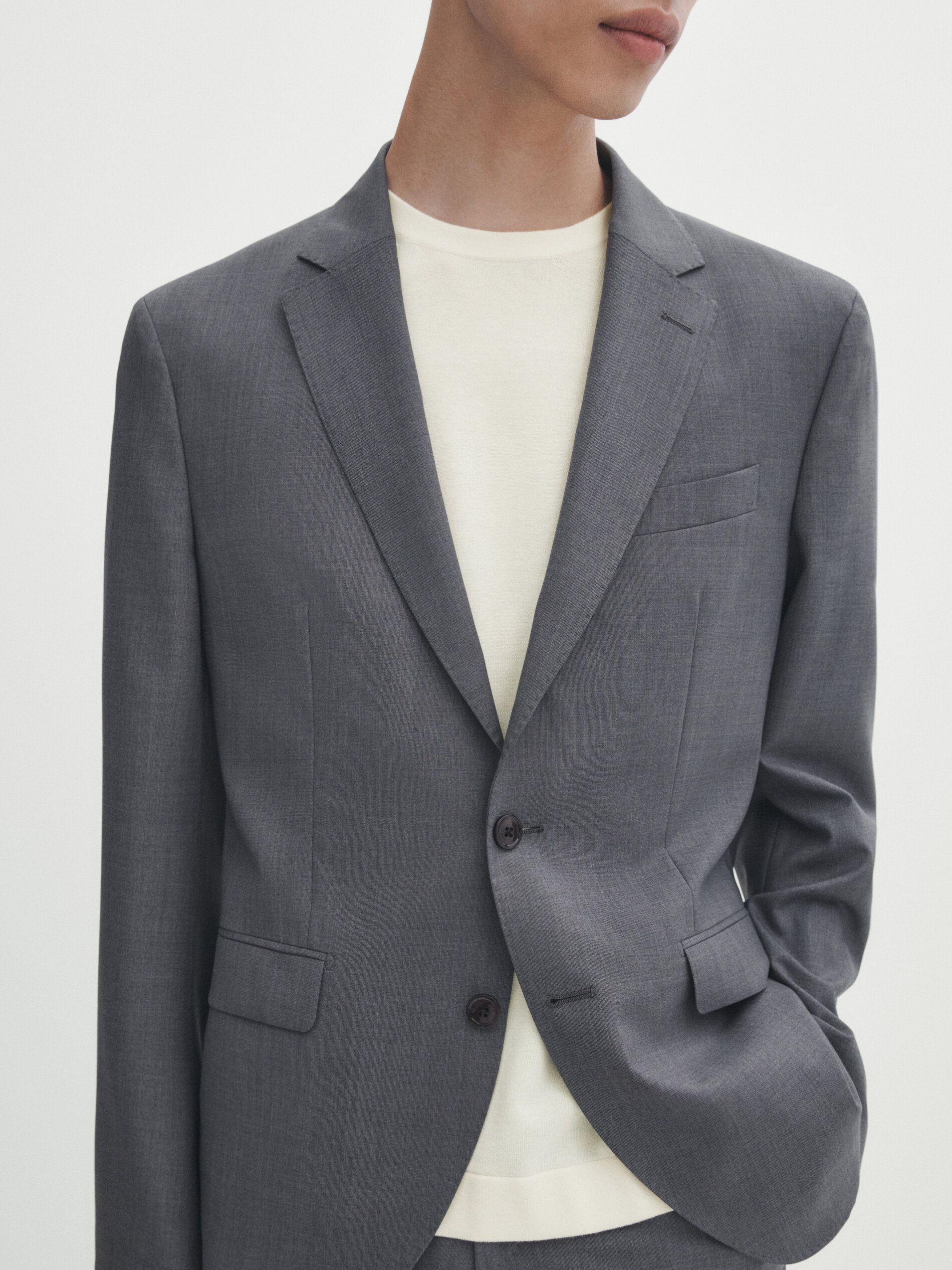 Grey fil fil wool suit blazer
