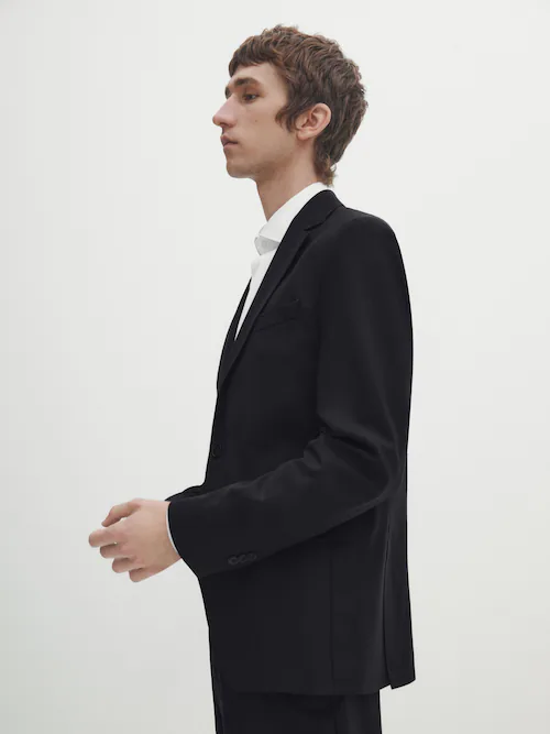 Slim fit suit blazer in 100% wool - Massimo Dutti