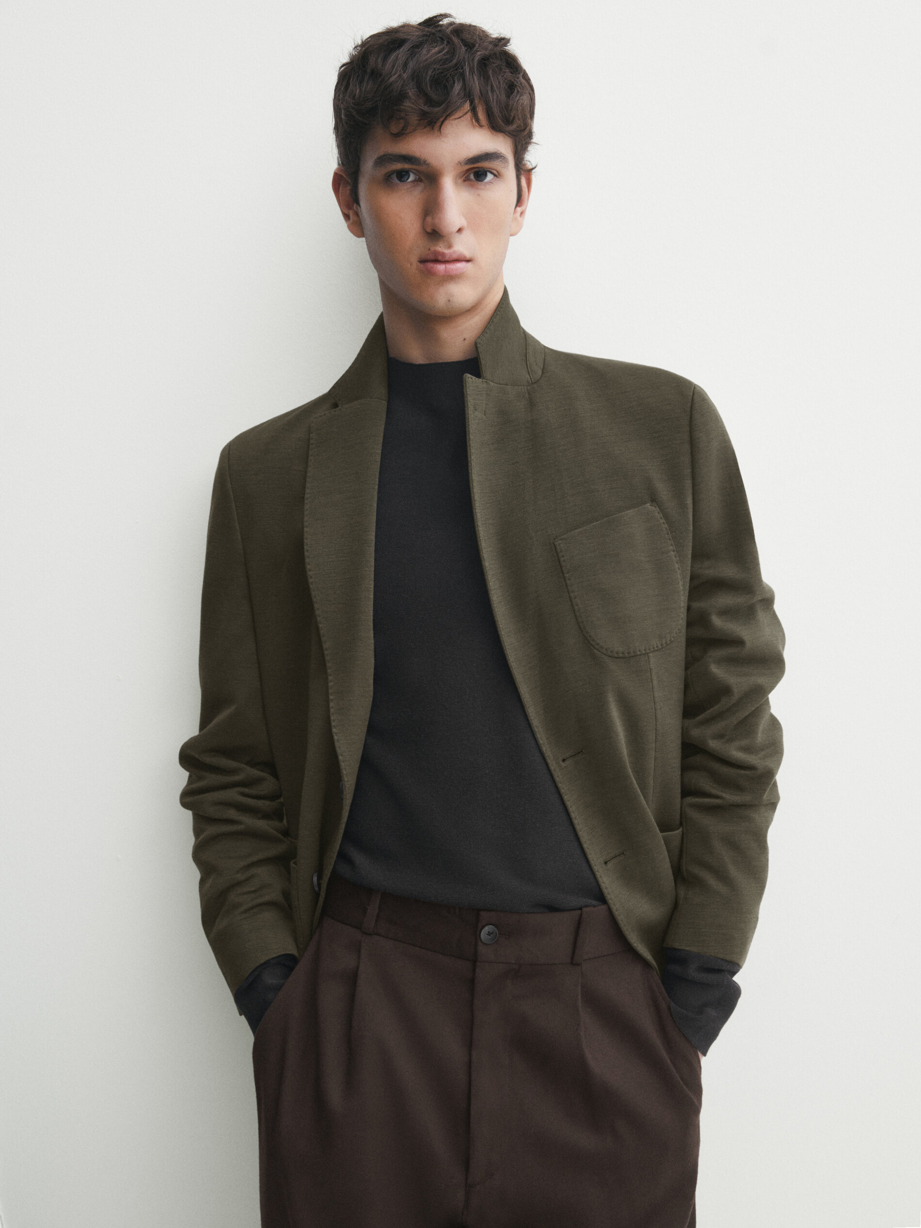 Wool and cotton blend blazer