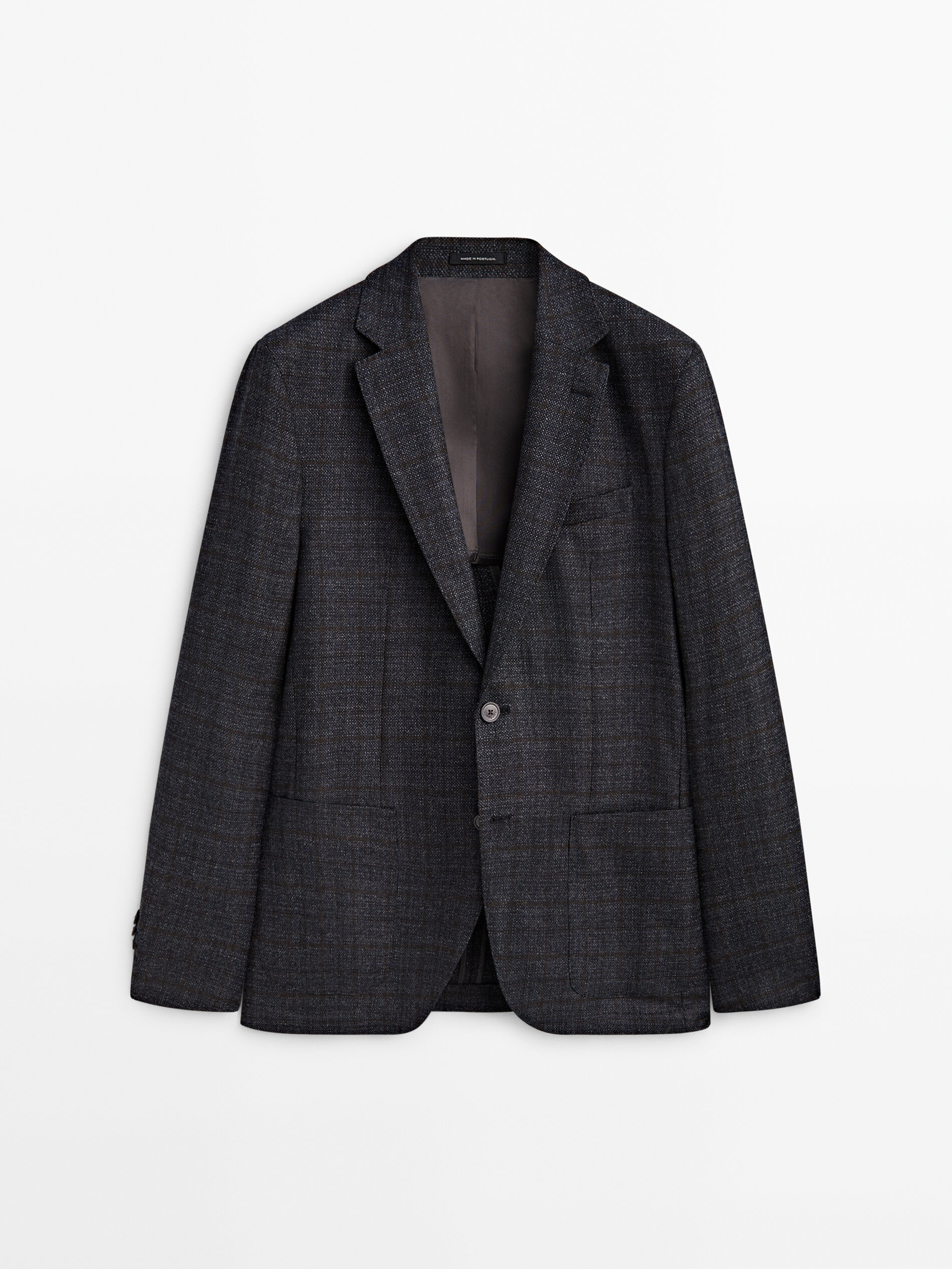 Grey wool checked blazer