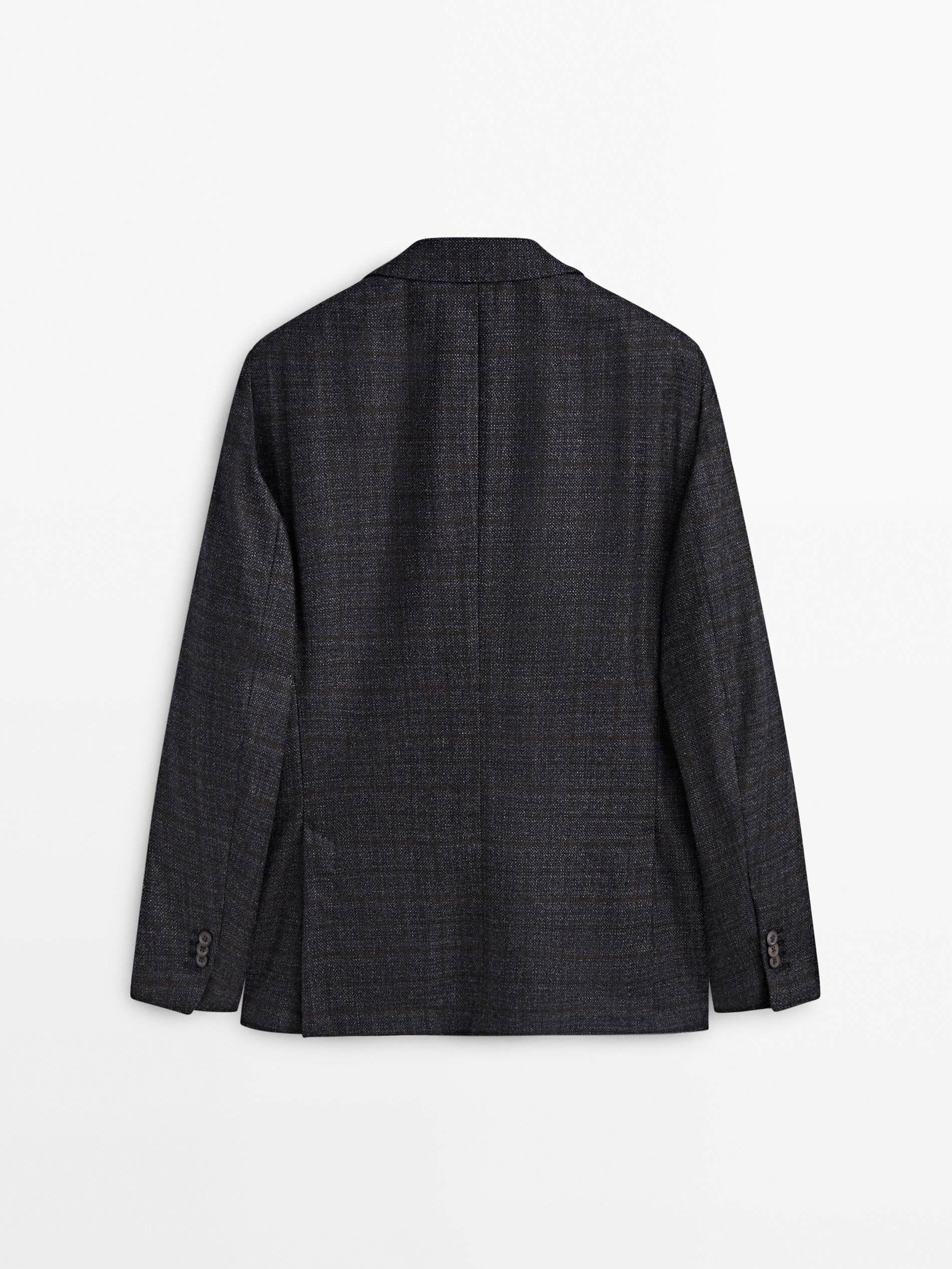 Grey wool checked blazer