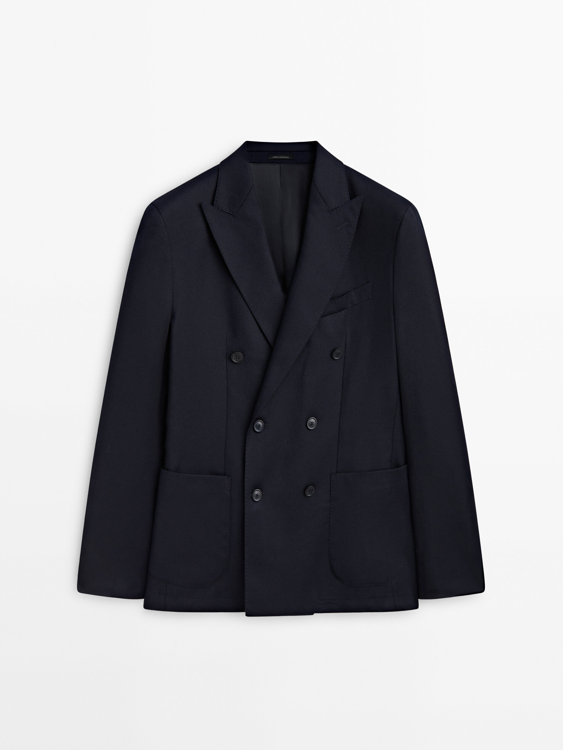 Wool flannel double breasted suit blazer Navy Blue Dressy