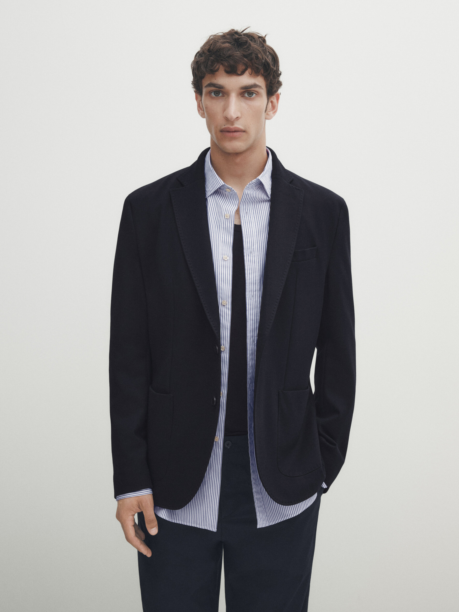 Mens blue cotton blazer sale