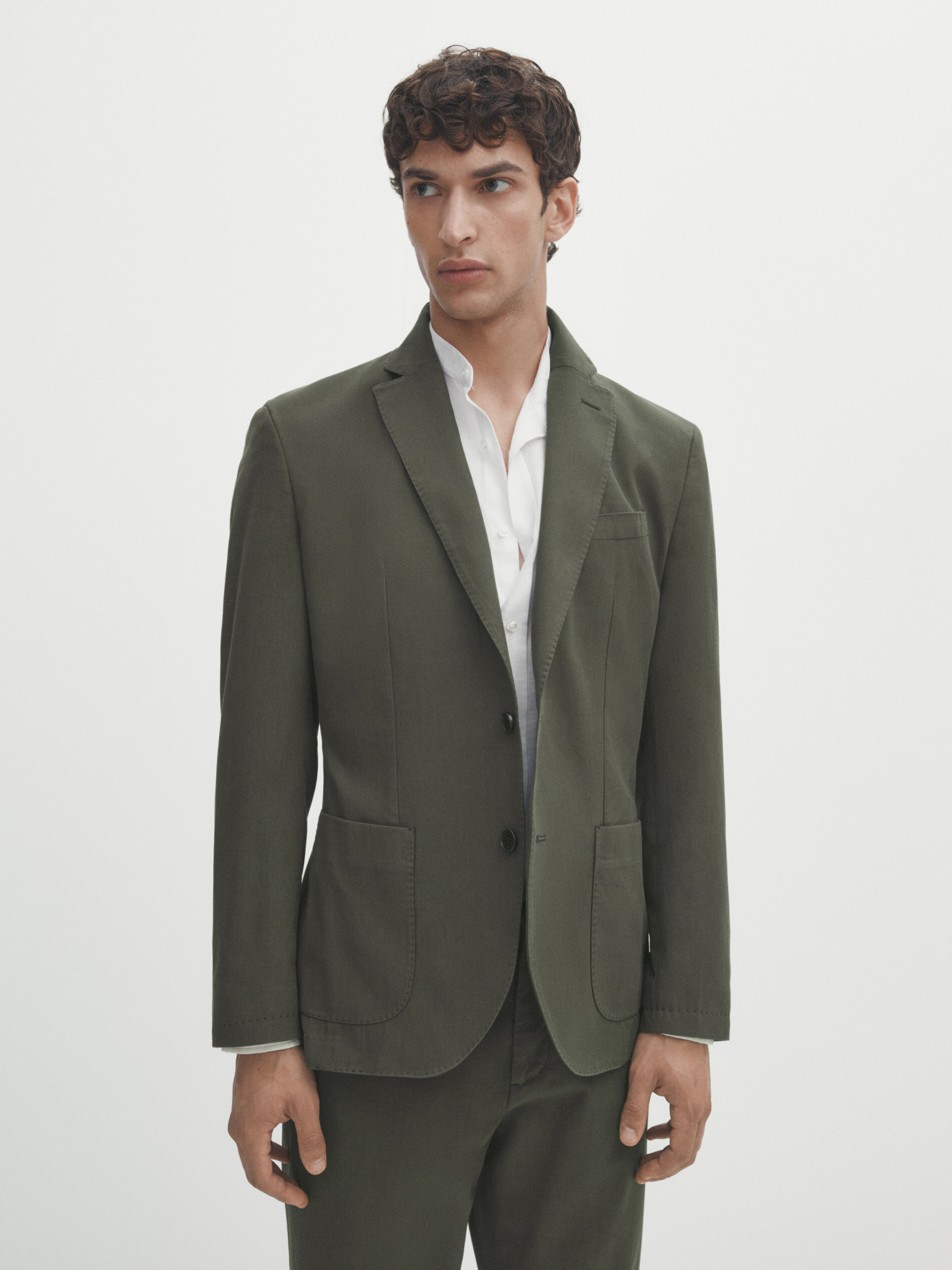 Twill cotton suit blazer · Green, Navy Blue · Blazers | Massimo Dutti