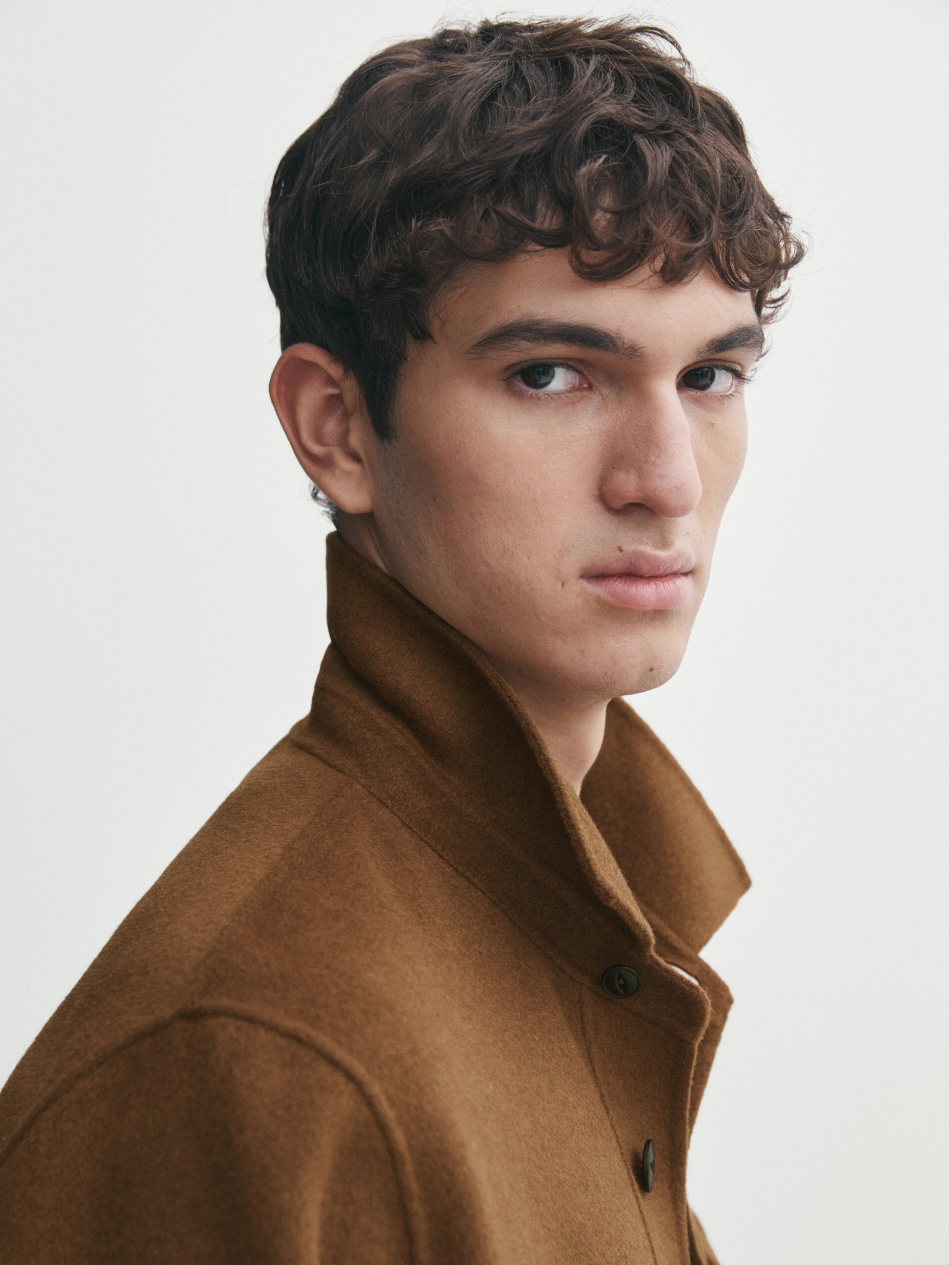 Wool blend overshirt with 2 layers and pockets Beige Dressy