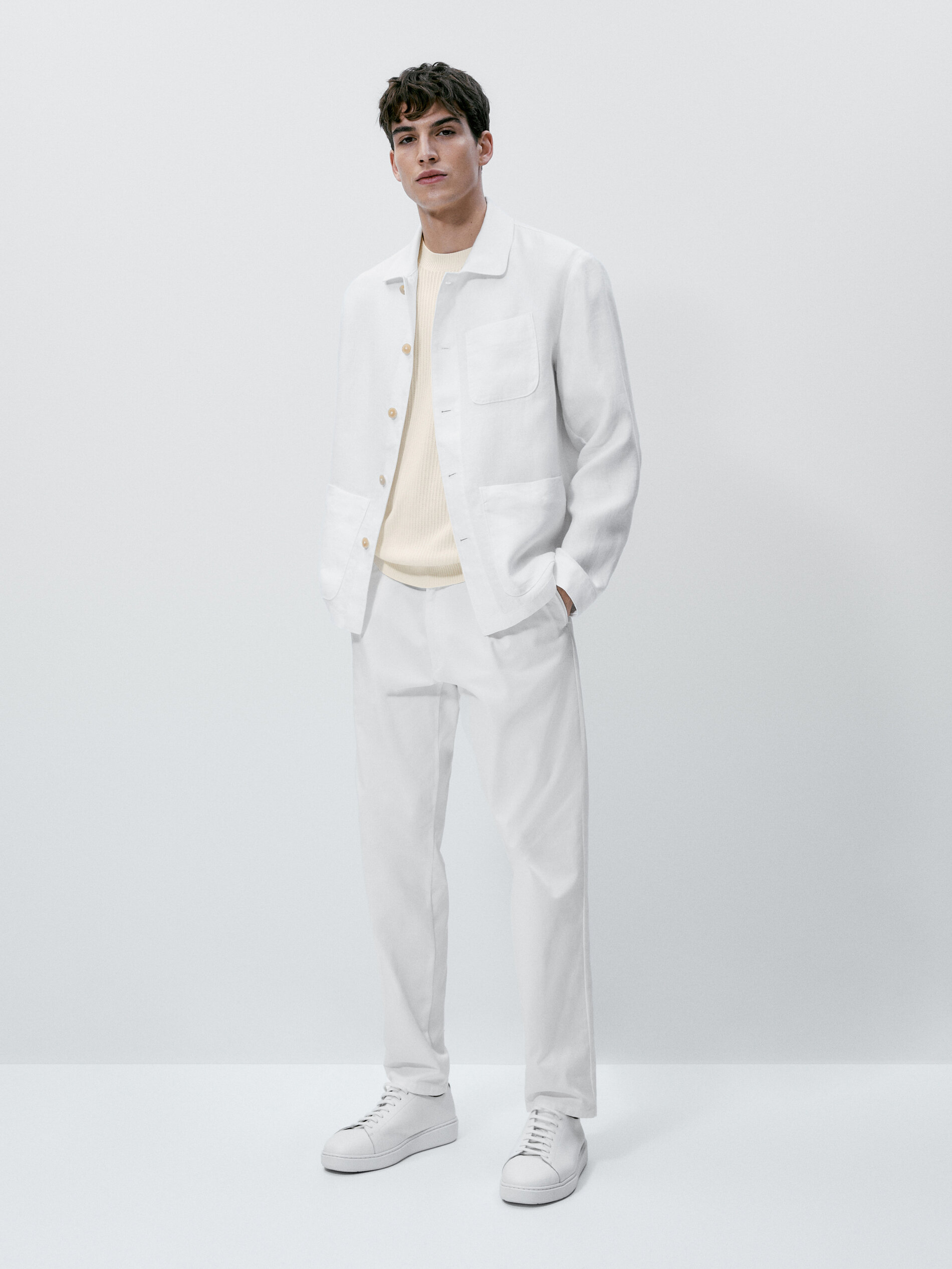 100 linen overshirt with pockets
