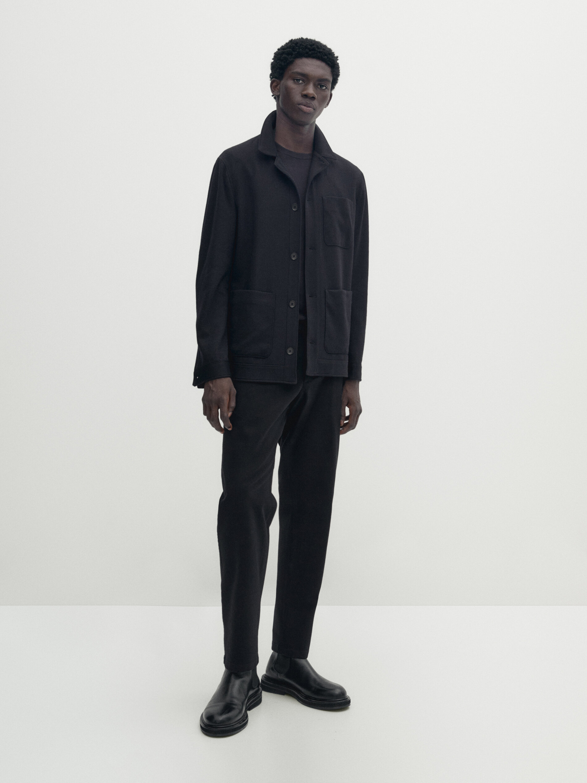 Wool and cotton overshirt with pockets