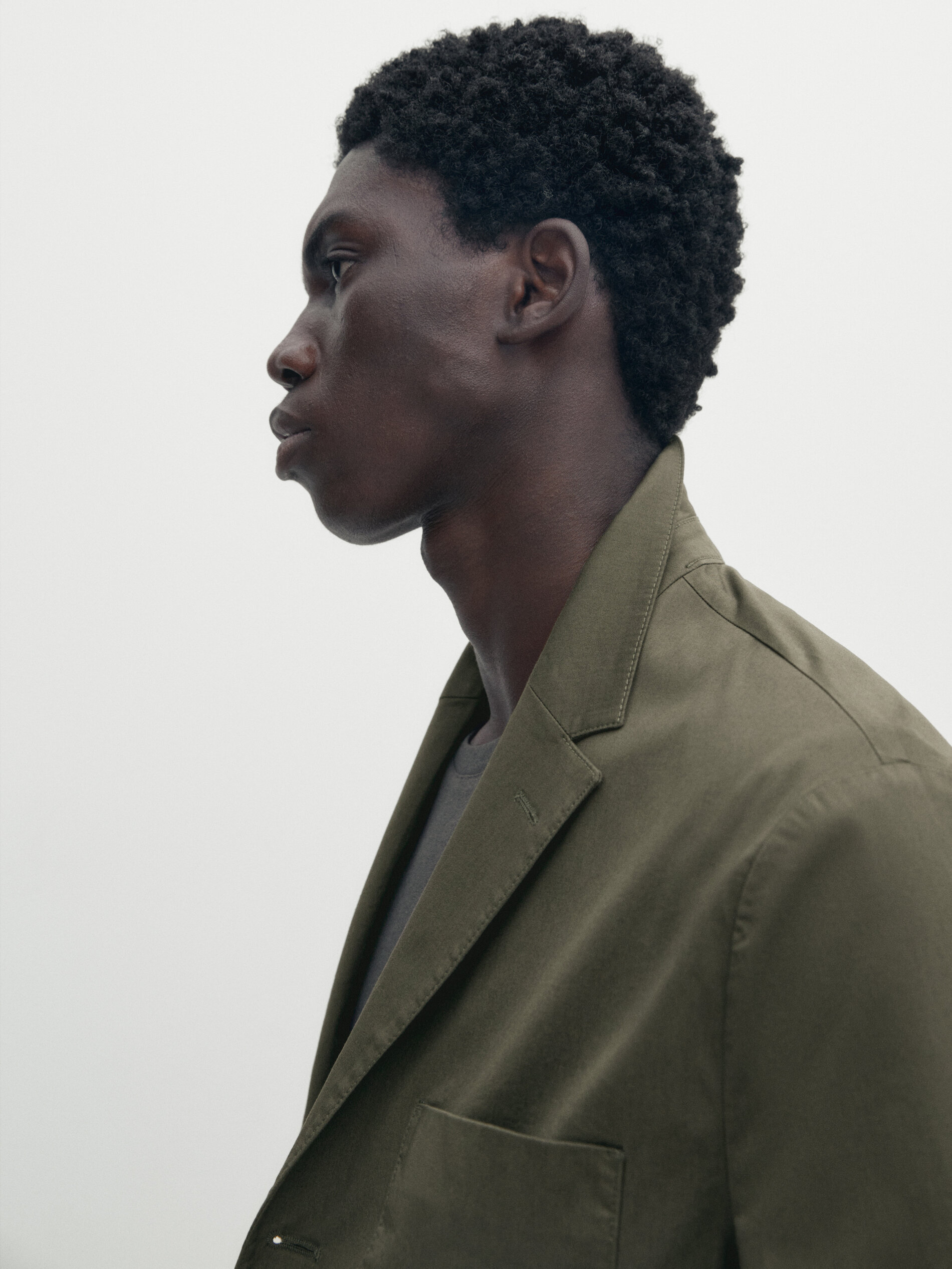 Khaki cotton blazer shop