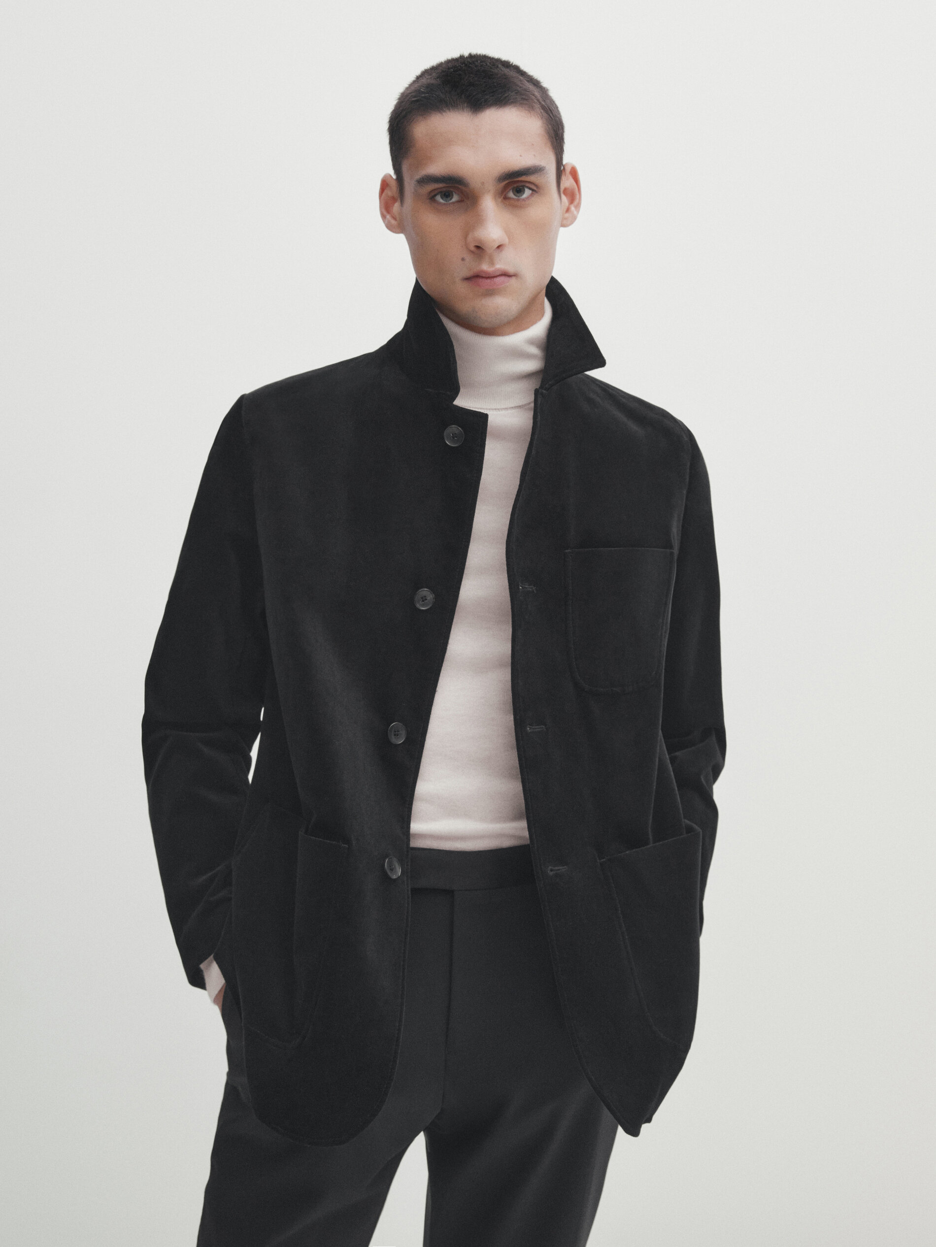Black velvet blazer Black Dressy Massimo Dutti