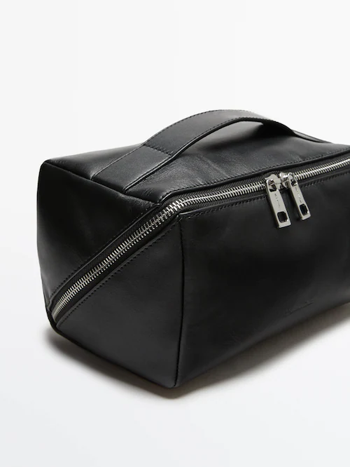 Leather Wash Bag - Toilet Bag for Men & Women