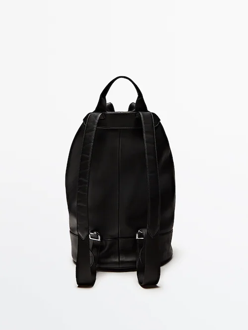 Bourgeon metal dilema Black leather backpack - Massimo Dutti Worldwide
