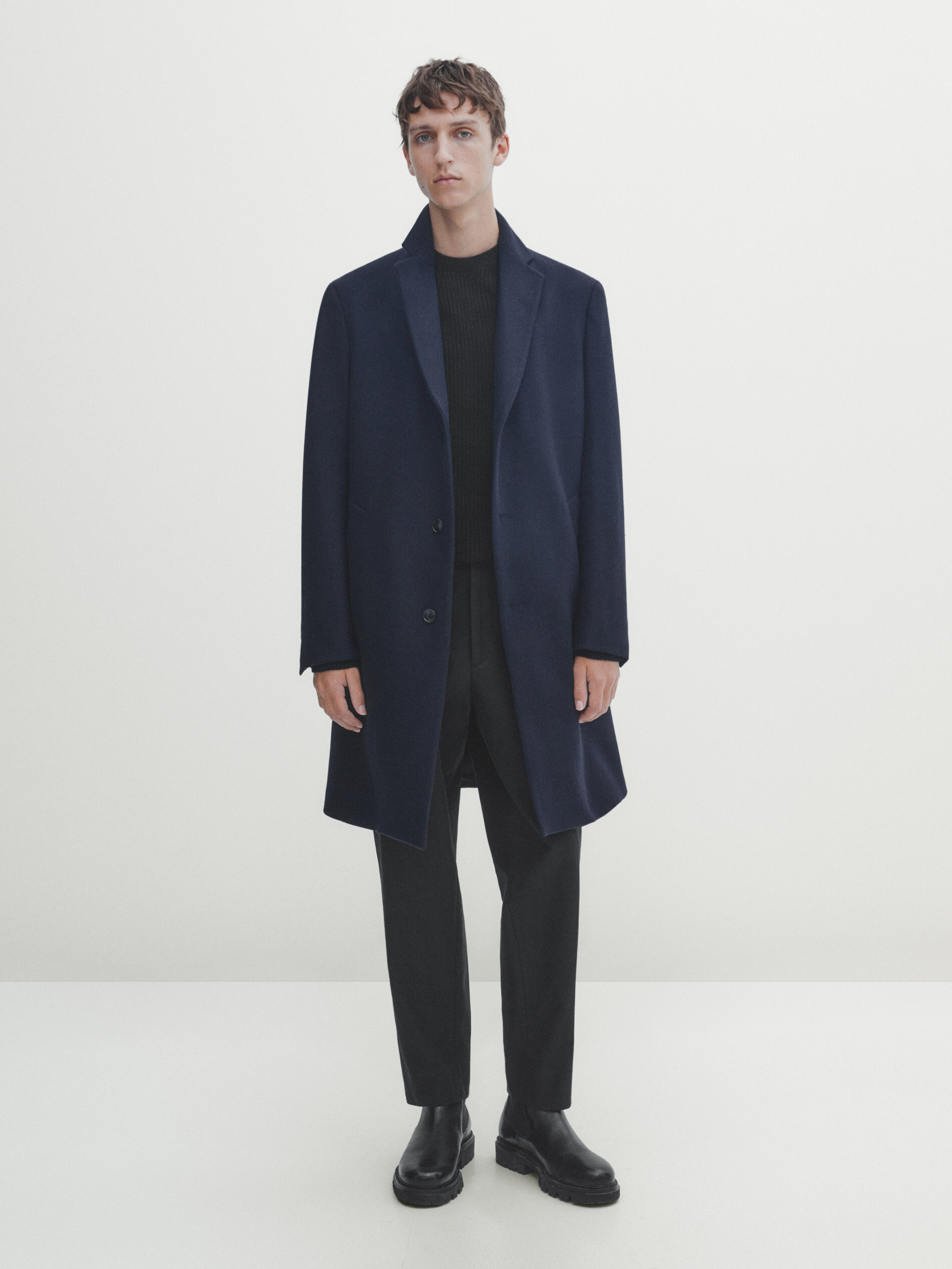 Abrigo pa帽o shop azul marino hombre