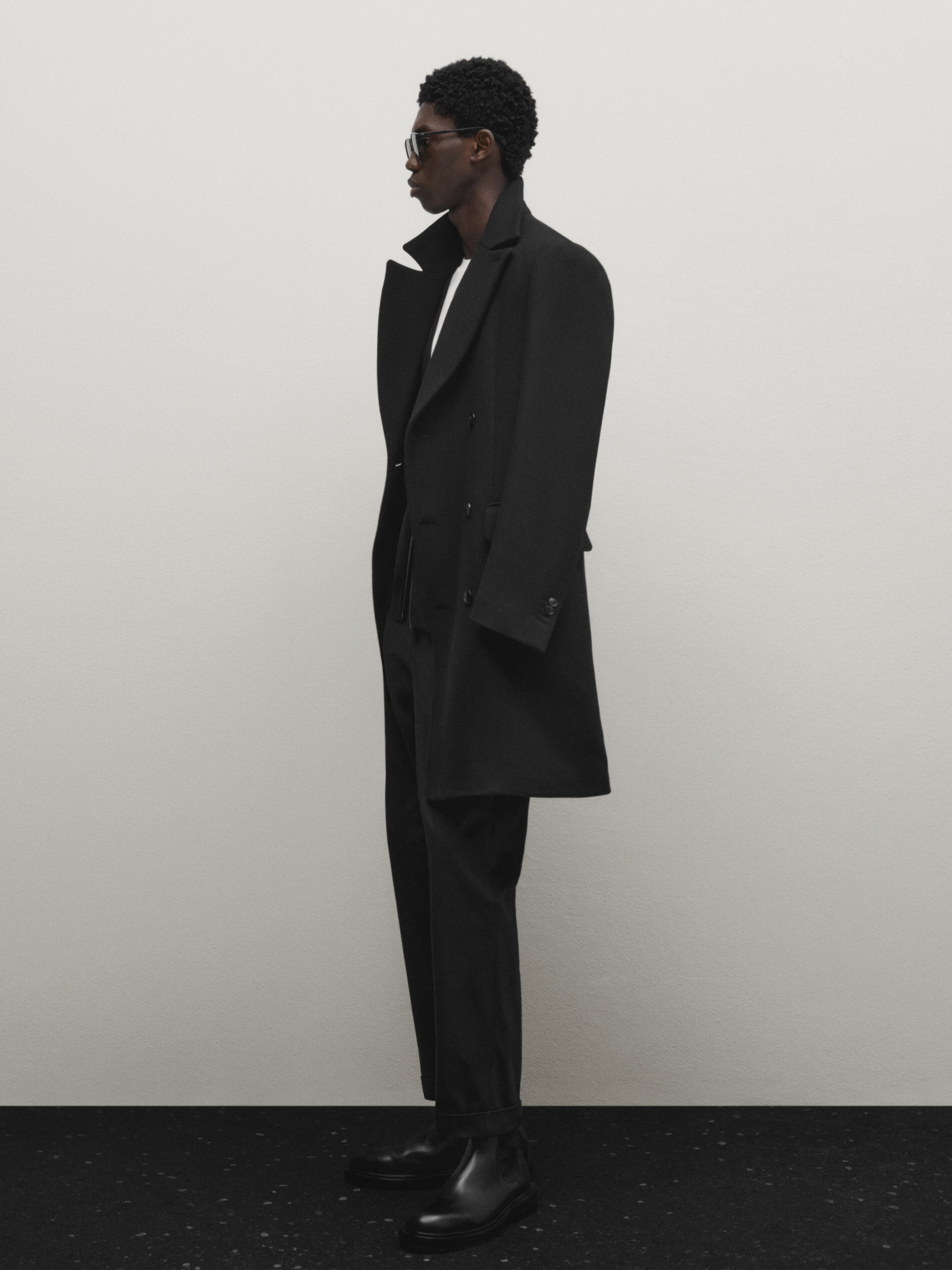 Black wool blend double breasted coat Black Coats And Jackets