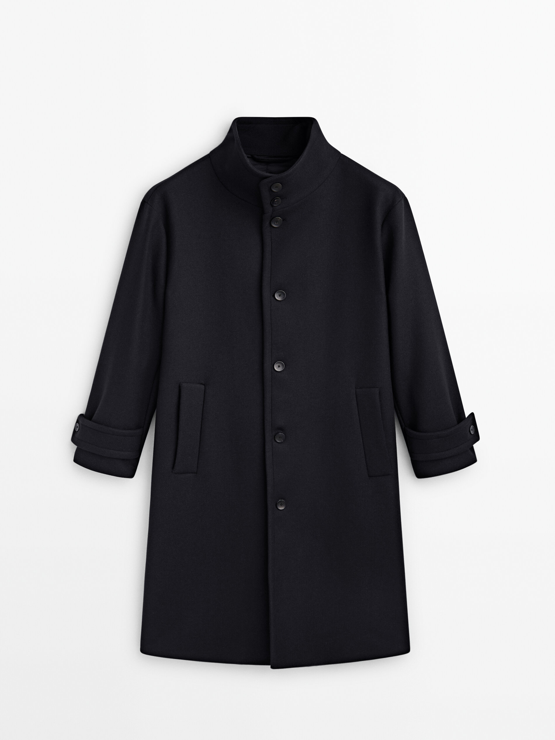 High neck wool top coat
