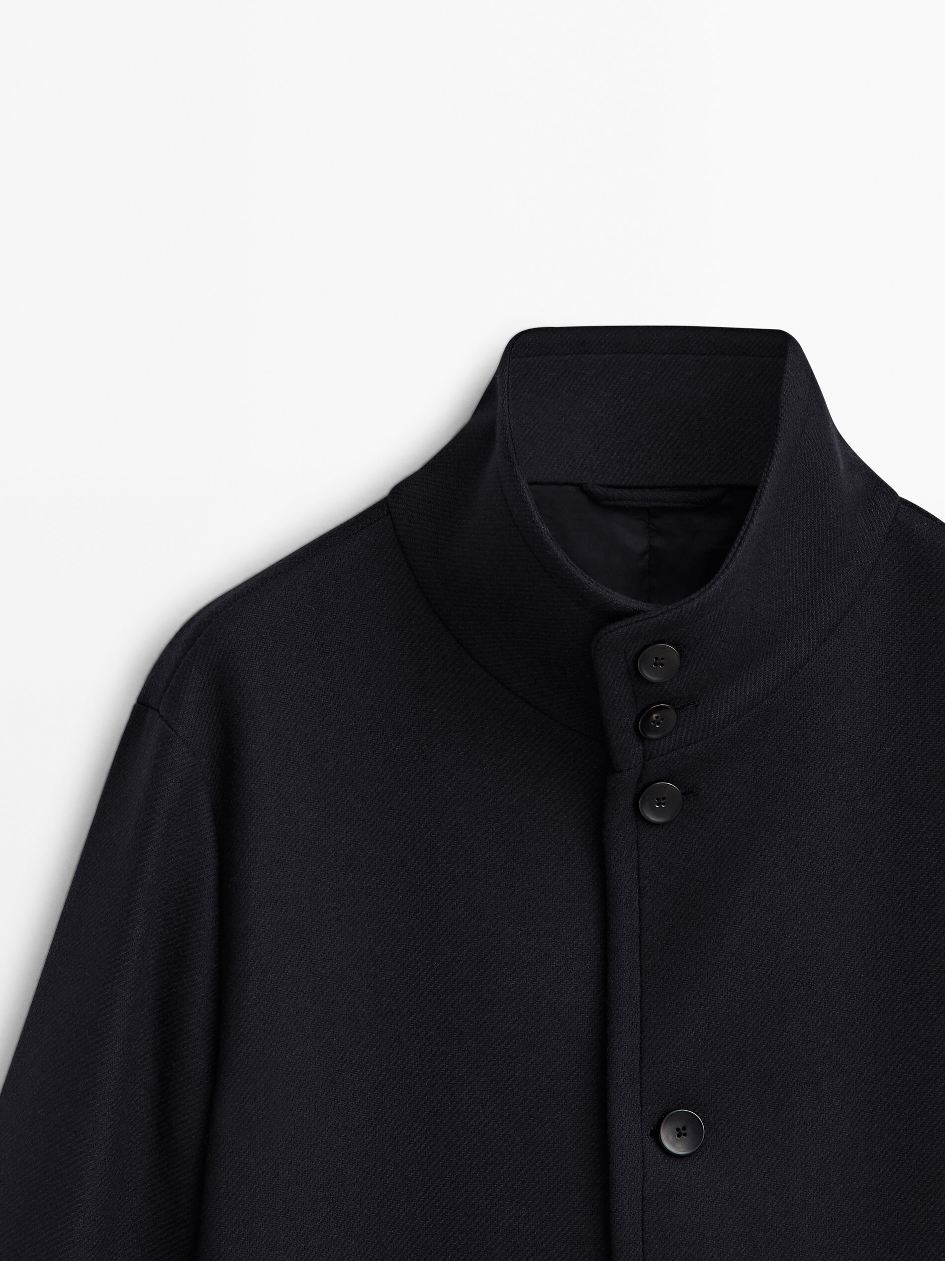 Wool blend high neck coat - Limited Edition · Navy Blue | Massimo