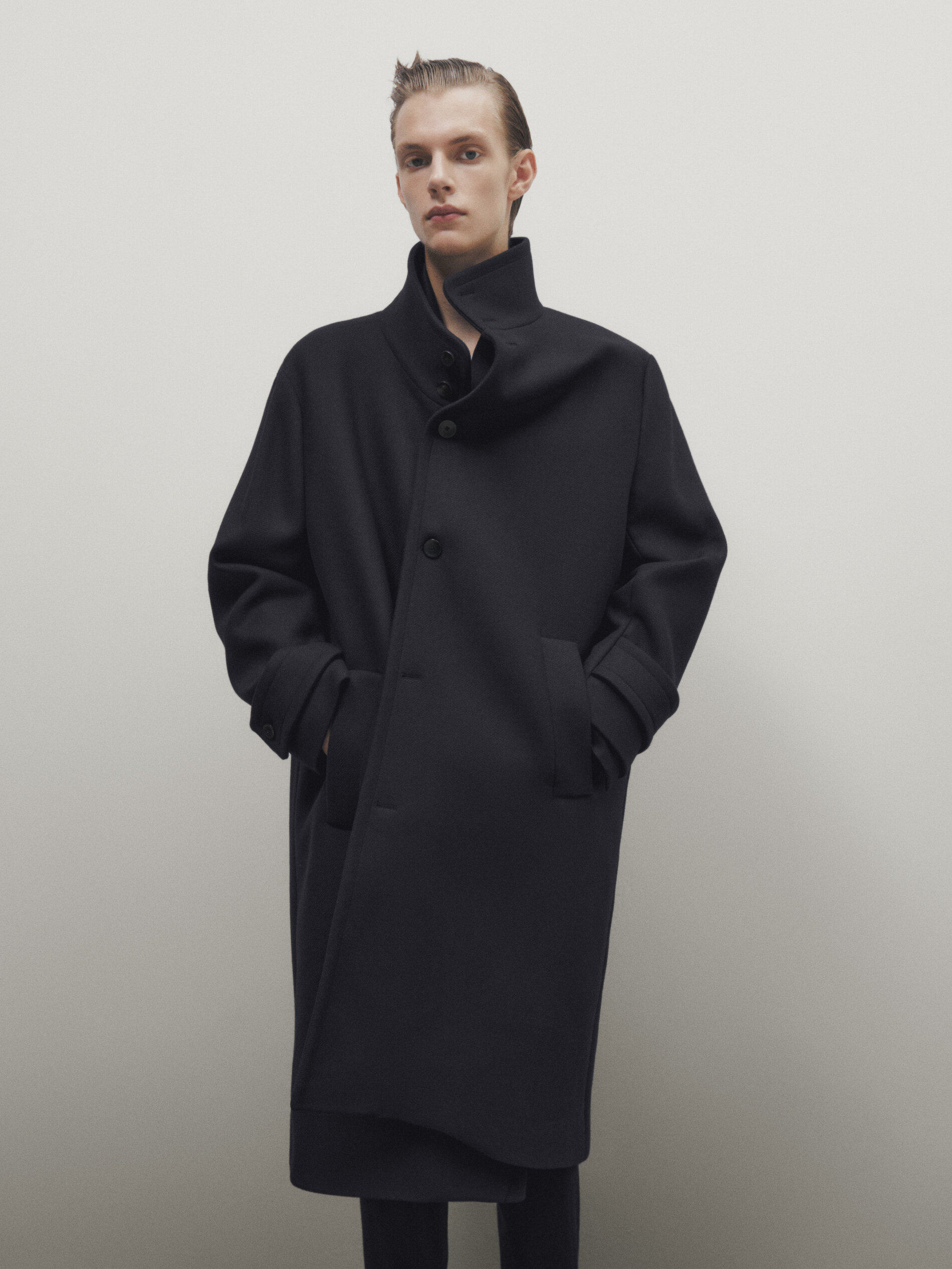 Wool blend high neck coat - Limited Edition · Navy Blue · Coats