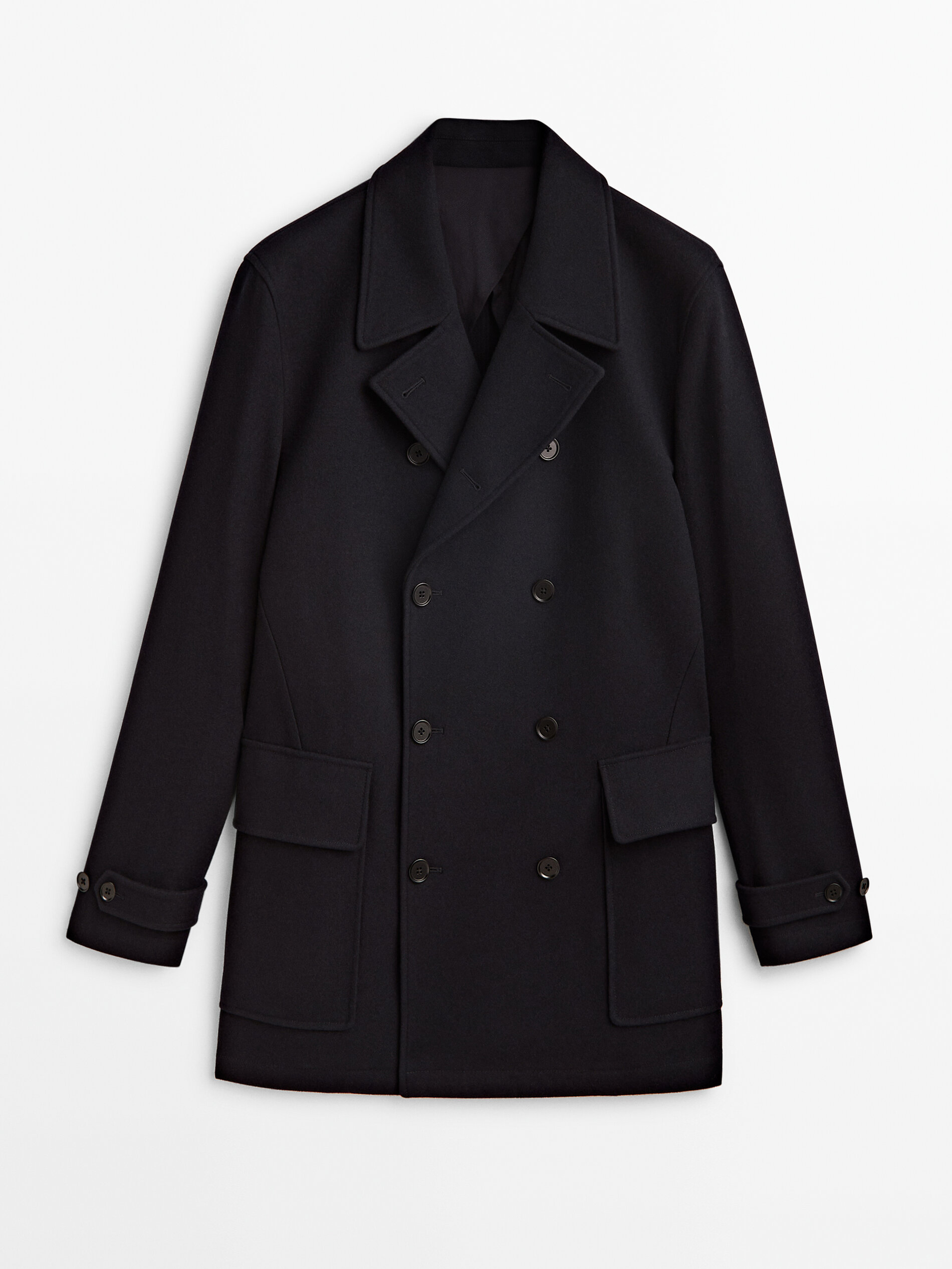 Navy blue 3 4 length coat made of 100 wool Navy Blue Coats