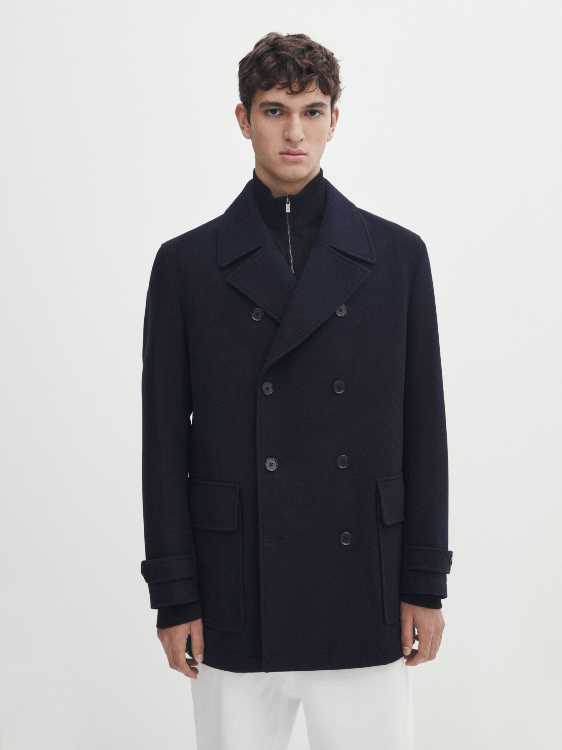Massimo dutti navy top coat