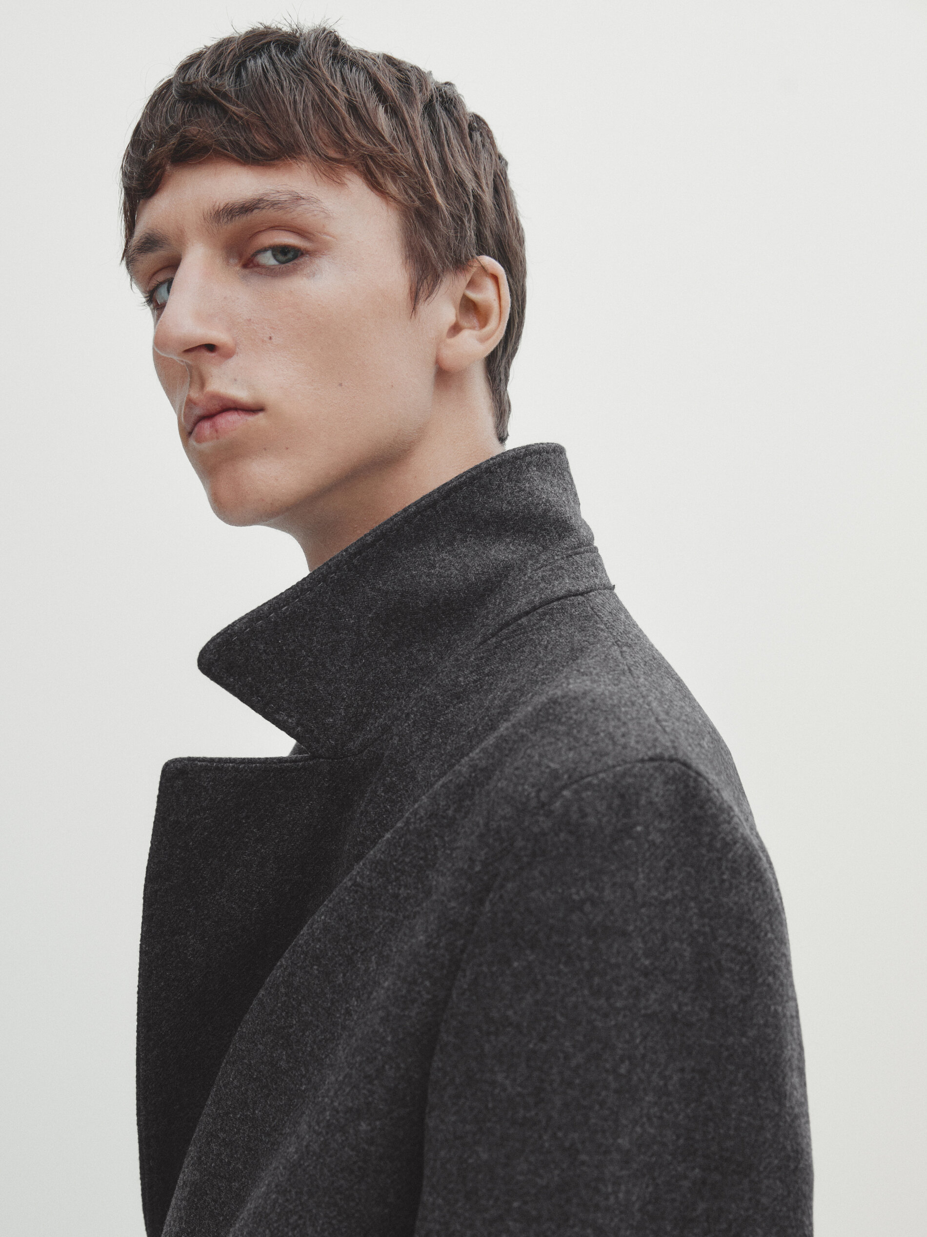 Wool blend double breasted coat with belt